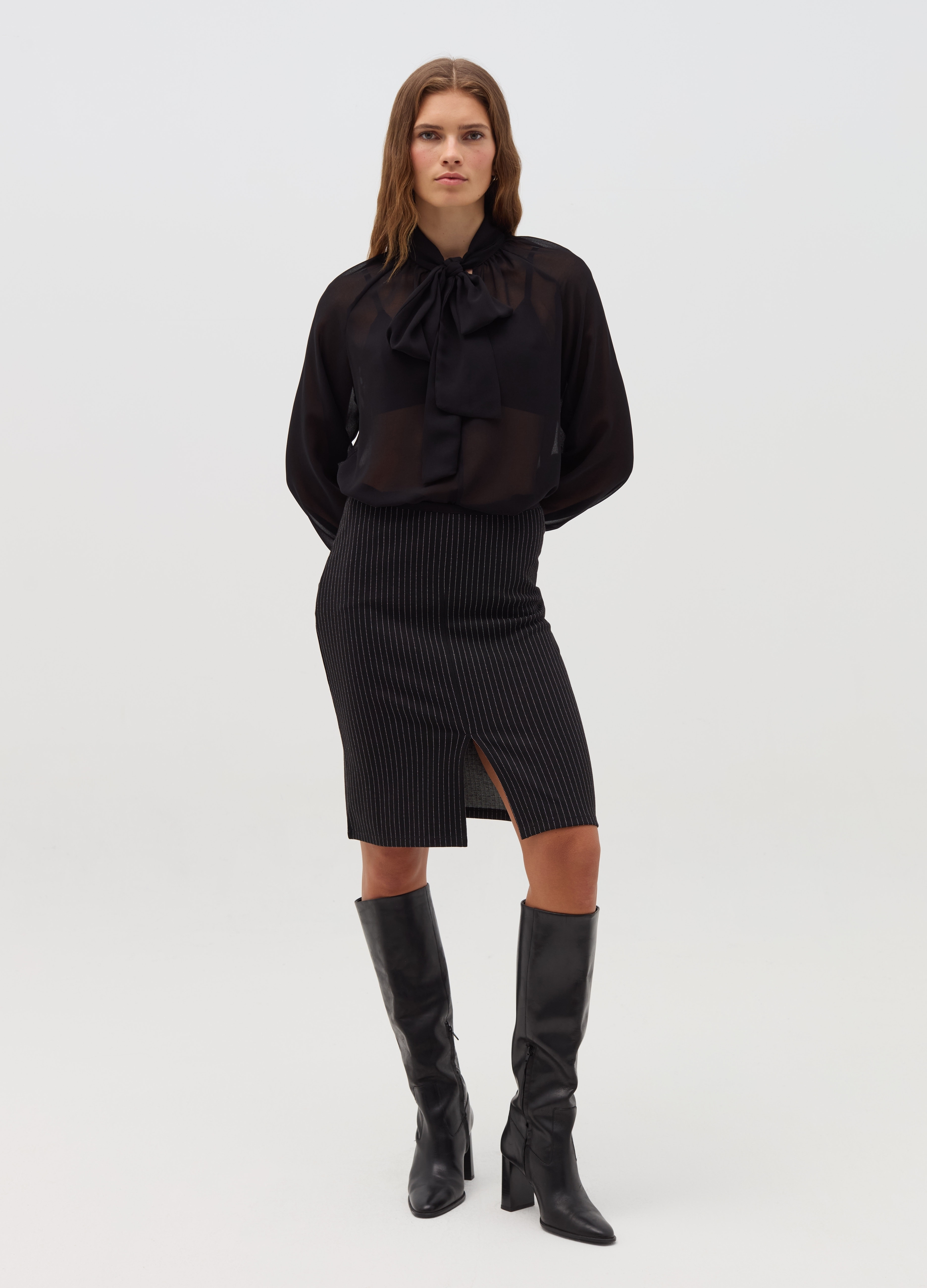 OVS, Gonna A Tubo Con Spacco, Donna, Nero, Taglia: S