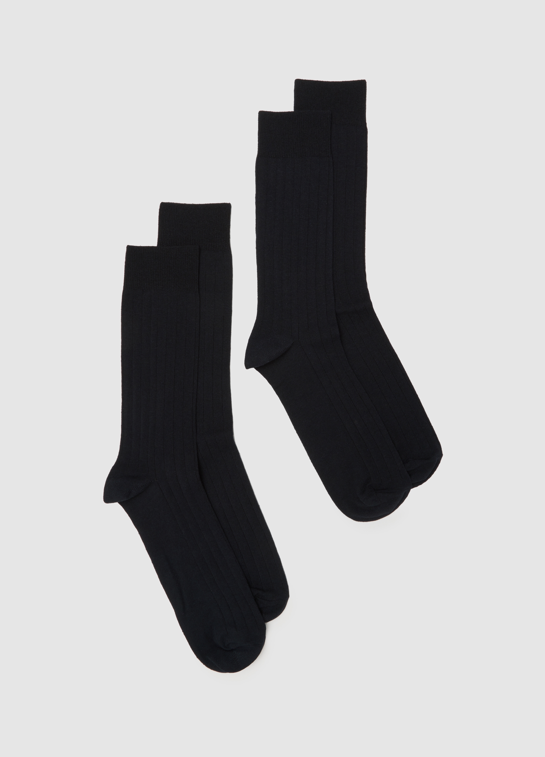 Bipack Calze In Misto Cotone Blu Elasticizzate A Righe, Hombre, Azul marino, Talla: 43/46