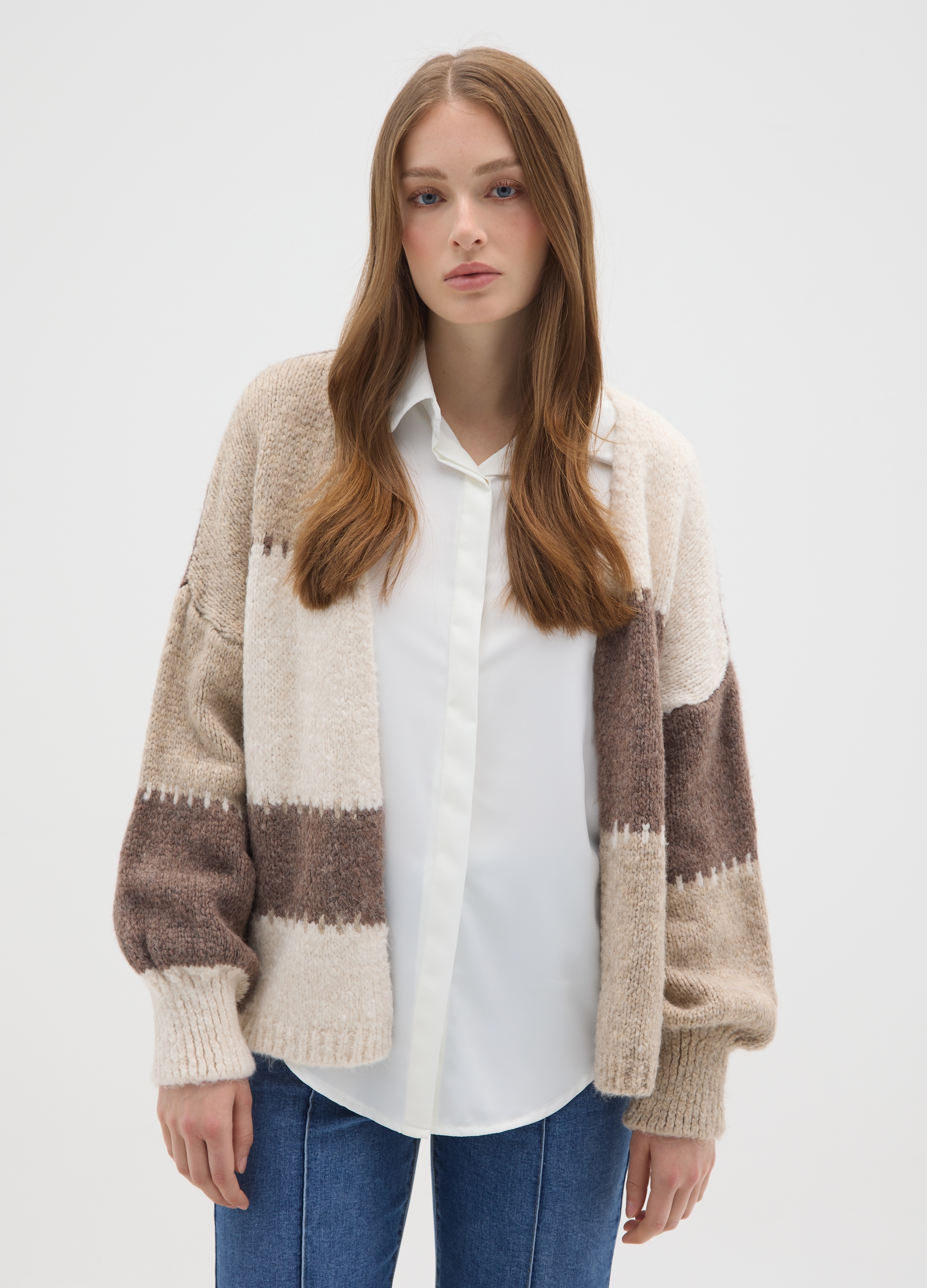 HYBRID, Cardigan Multicolor Regular Fit, Donna, Multicolor, Taglia: FASUL