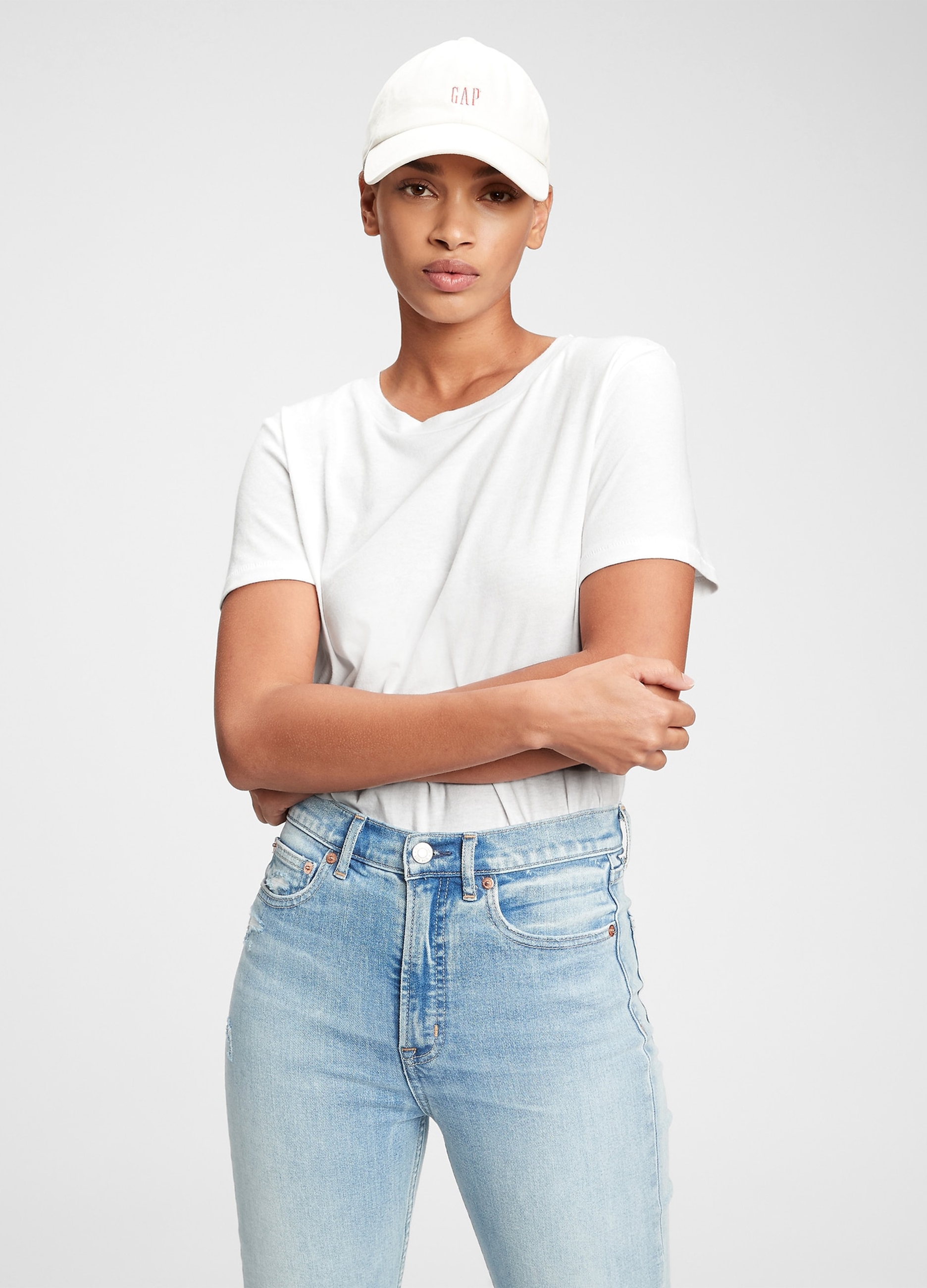 GAP, T-shirt Girocollo In Cotone, Donna, Bianco, Taglia: S