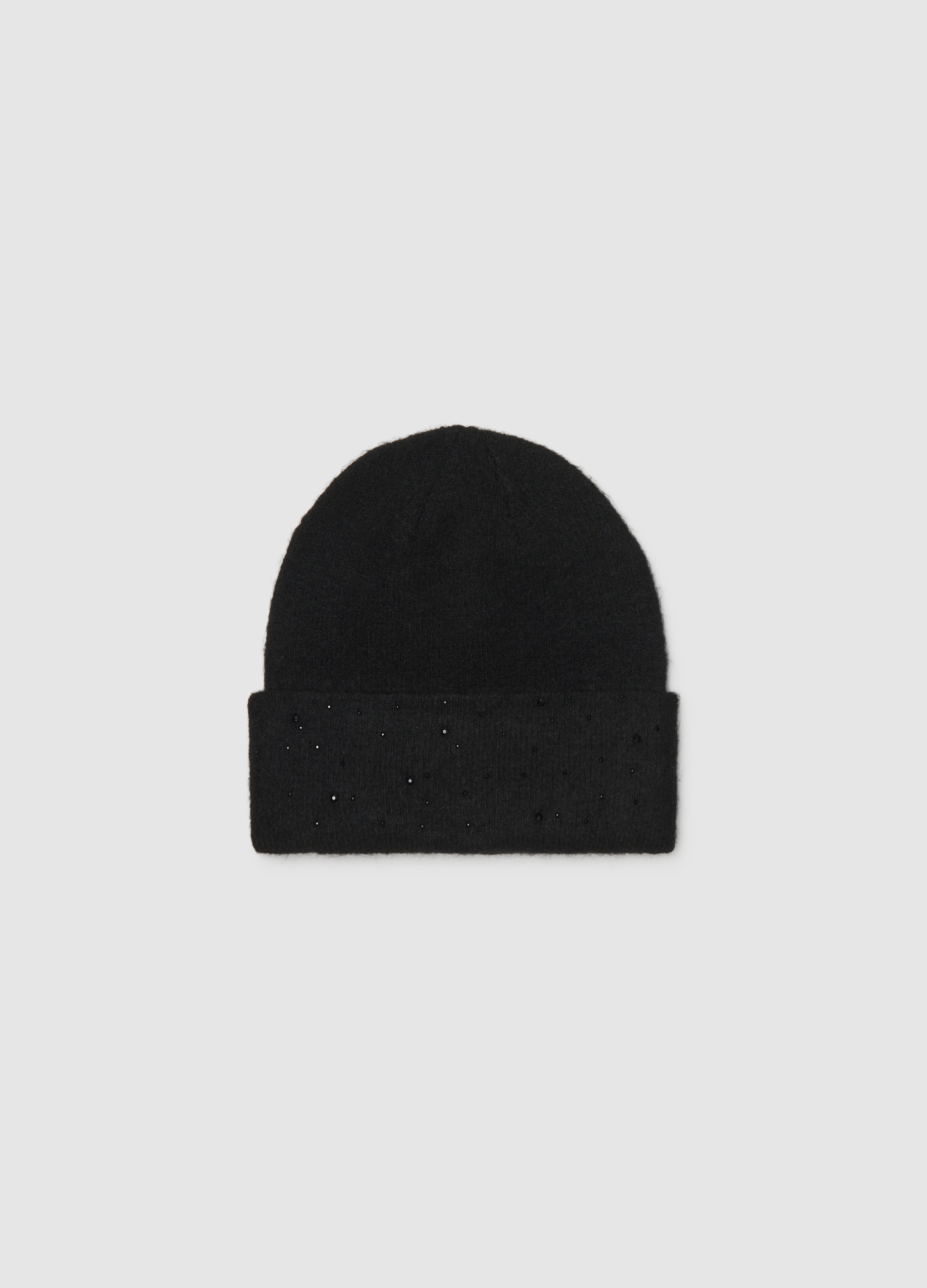 Berretto In Misto Lana Nero Con Lavorazione A Maglia, Mujer, Gunmetal, Talla: FASUL