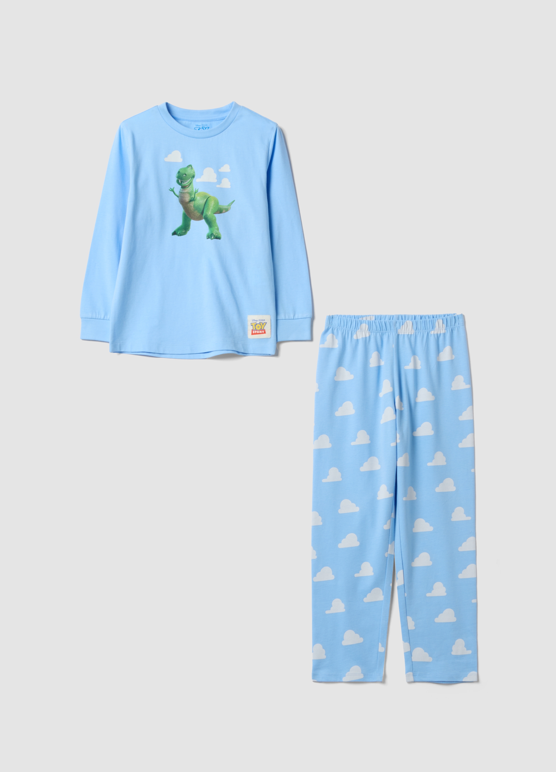 DISNEY, Pigiama Azzurro In Puro Cotone Organico Con Stampa Toy Story, Bambino, Azzurro, Taglia: 6-7