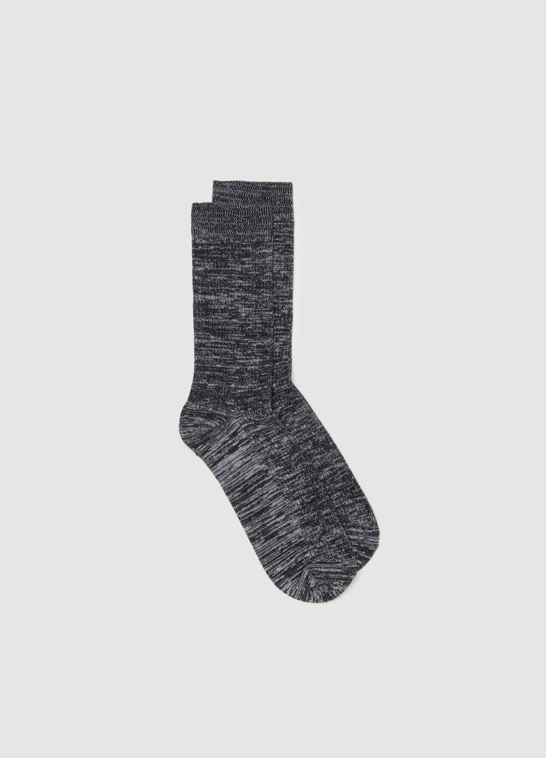 Calcetines Midi Grises De Mezcla De Algodón, Hombre, Gris jaspeado, Talla: FASUL