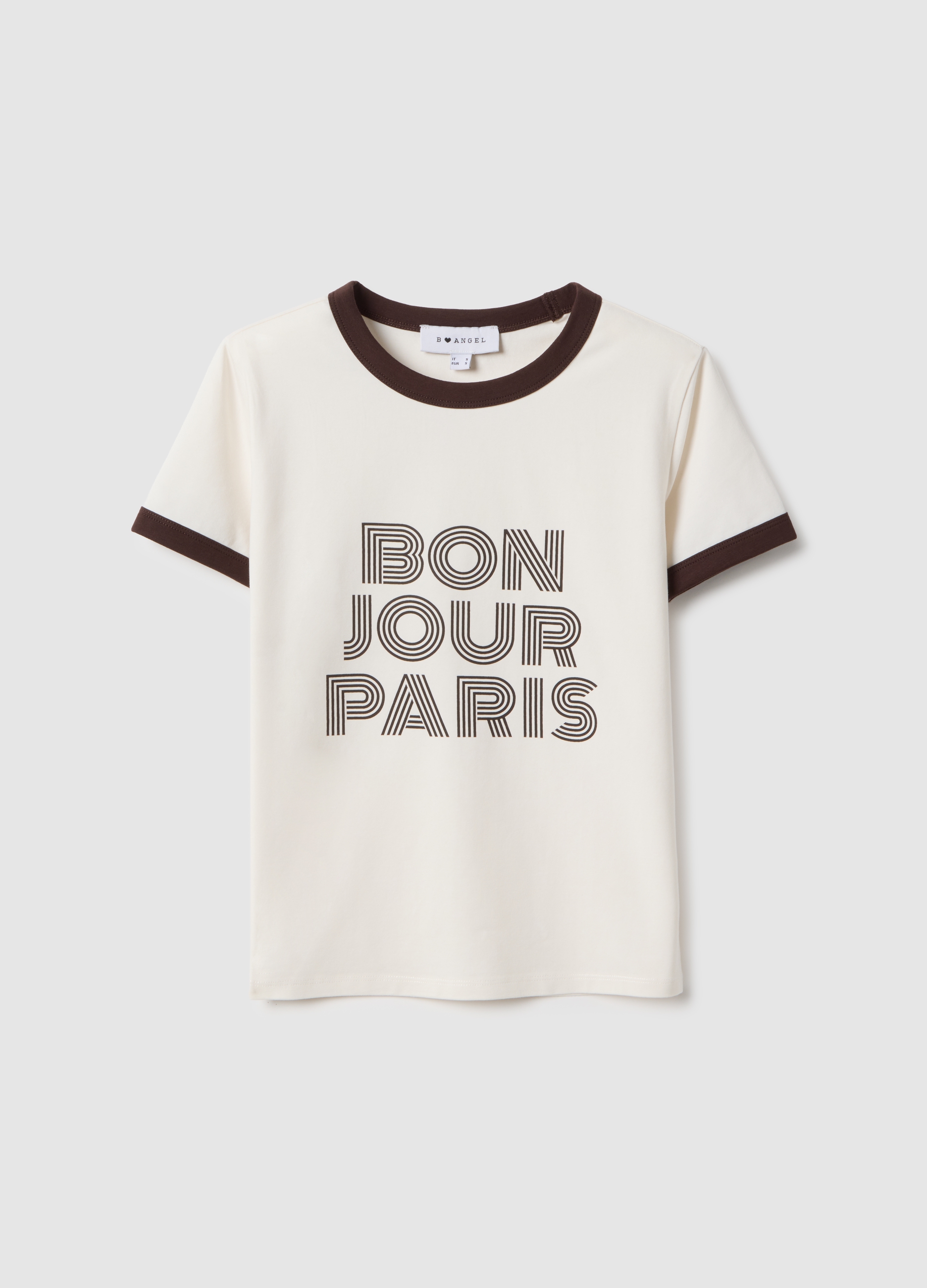 B.ANGEL, T-shirt In Cotone Elasticizzato Bianca Regular Fit Con Stampa, Mujer, Blanco suave, Talla: 36