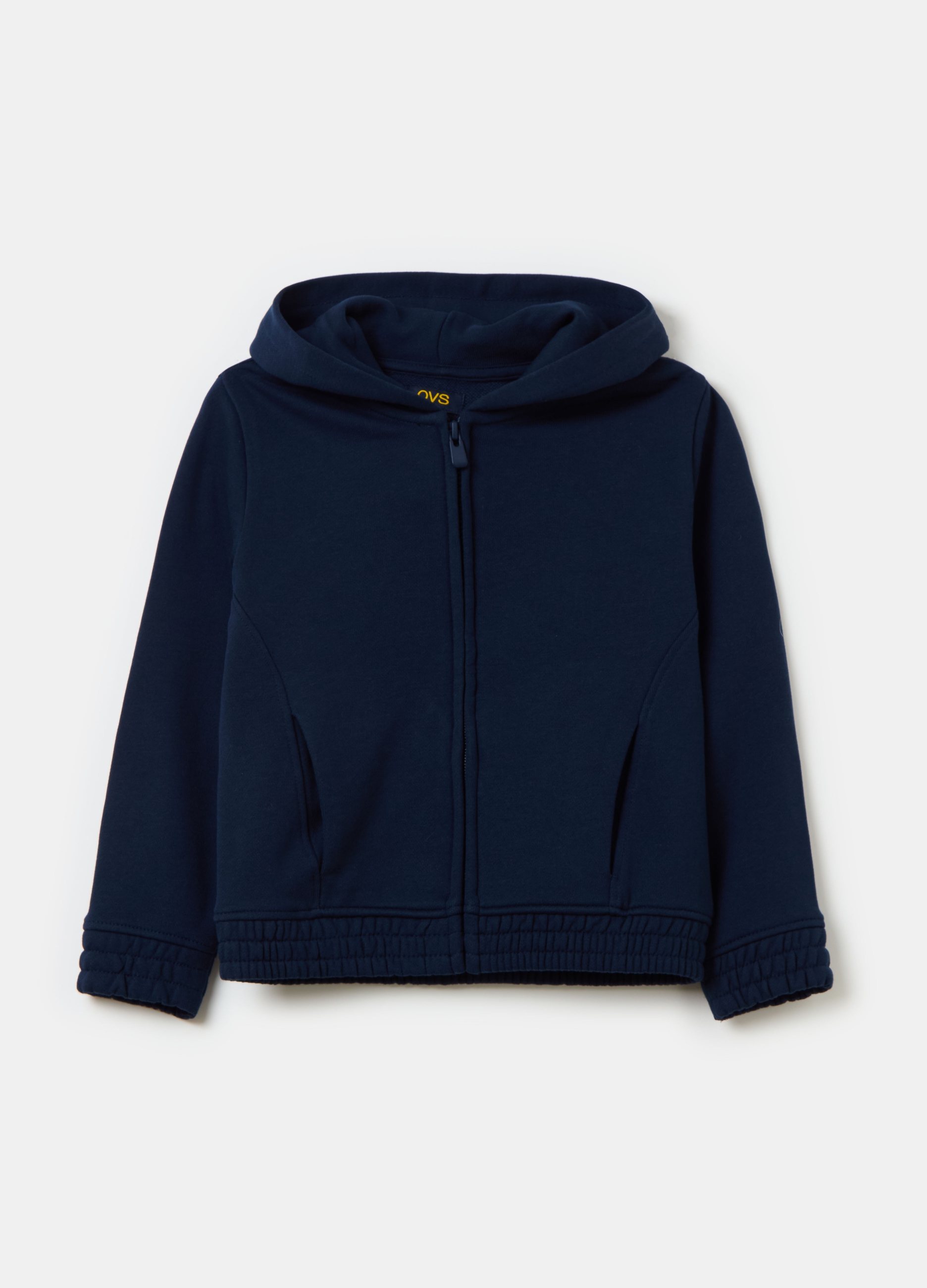 OVS, Full-zip Essential In Cotone Bio Con Cappuccio, Bambina, Blu, Taglia: 6-7