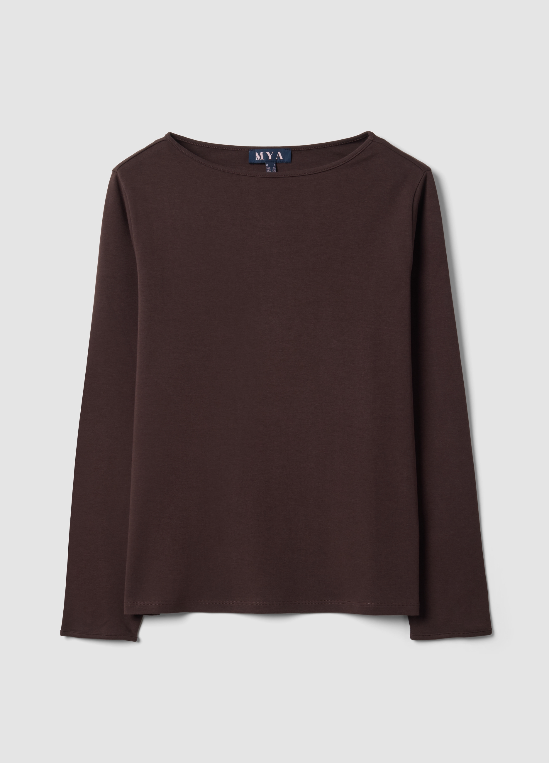 MYA, T-shirt Marrone In Puro Cotone Con Girocollo Regular Fit, Donna, Marrone, Taglia: S