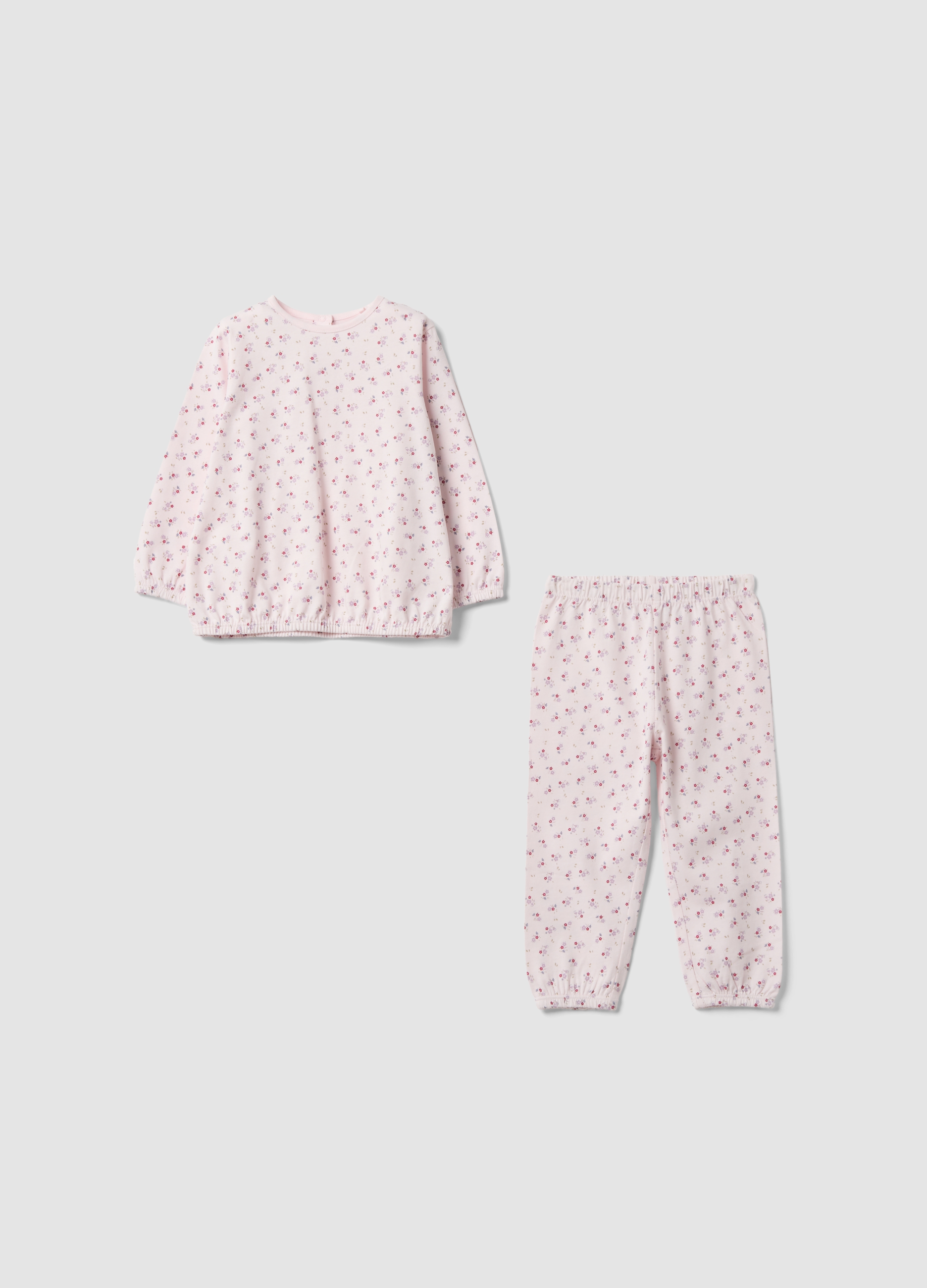 FAGOTTINO, Pigiama Rosa In Puro Cotone Jersey Organico Con Fantasia Floreale Per Neonata E Bimba, Bambina, Rosa, Taglia: 12-18