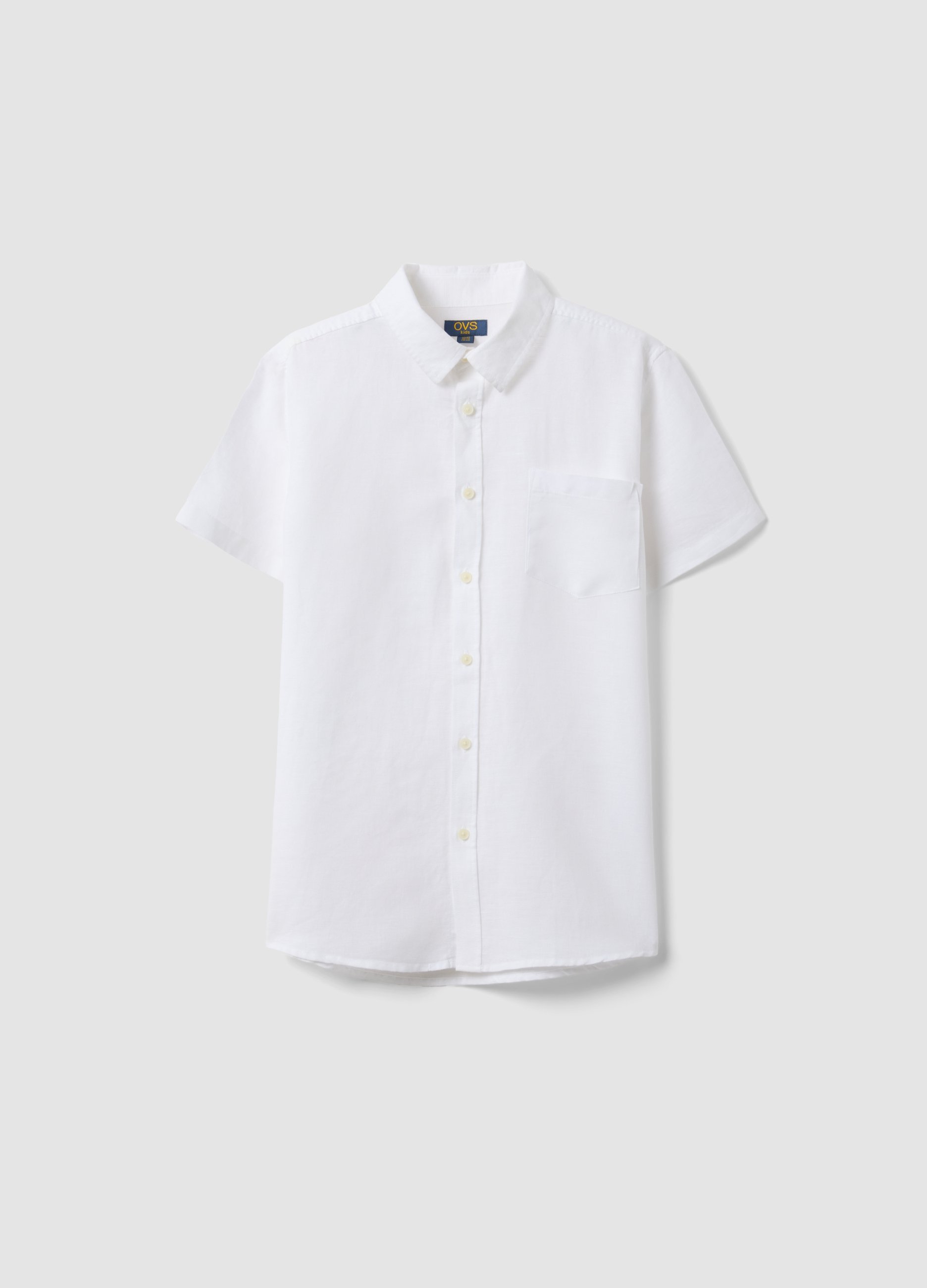 OVS KIDS, Camisa Blanca De Niño En Mezcla De Lino Y Algodón, Corte Regular, Niño, Rosa, Talla: 13-14