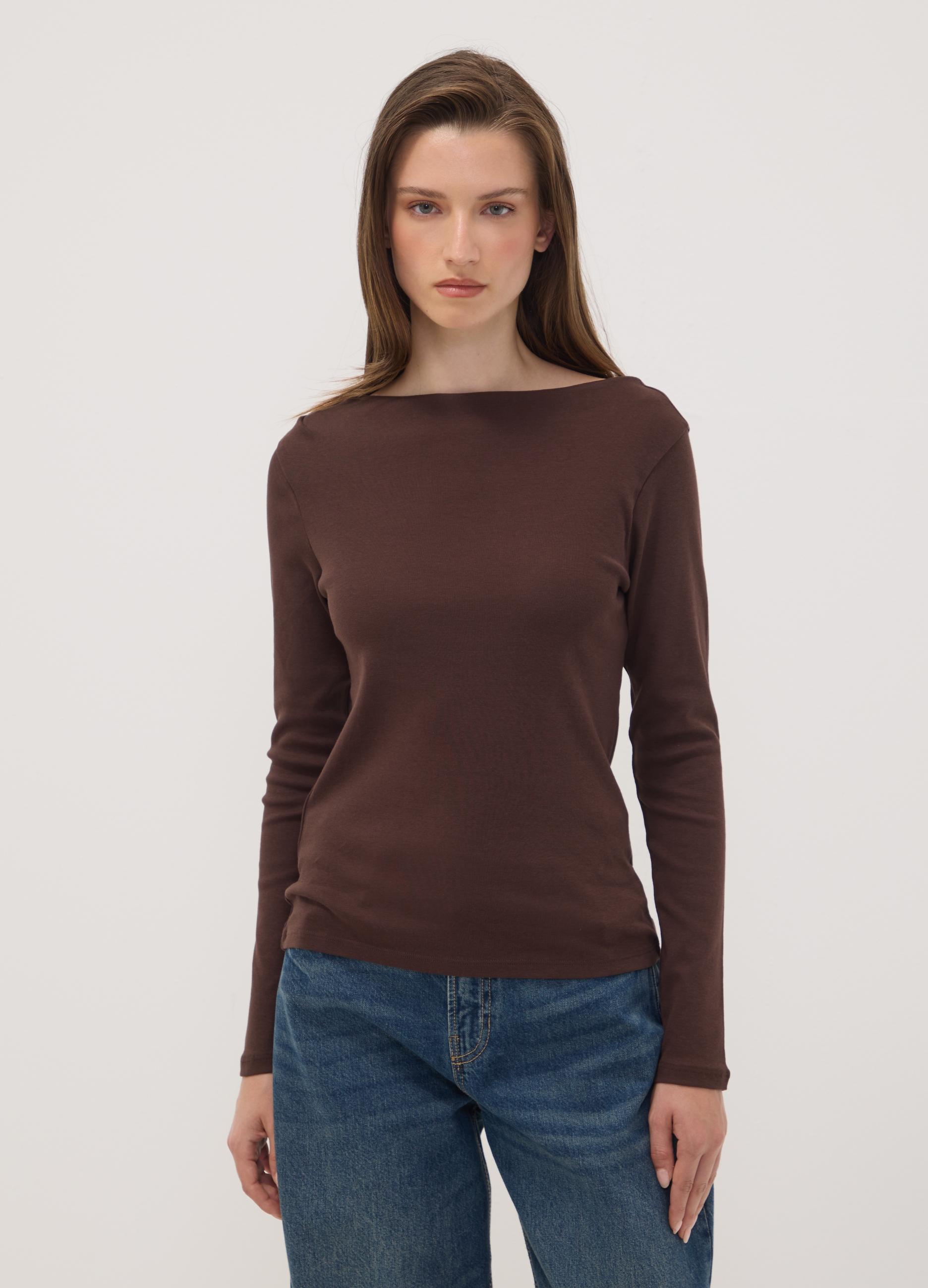 OVS, T-shirt Marrone In Puro Cotone Con Girocollo, Donna, Marrone, Taglia: S