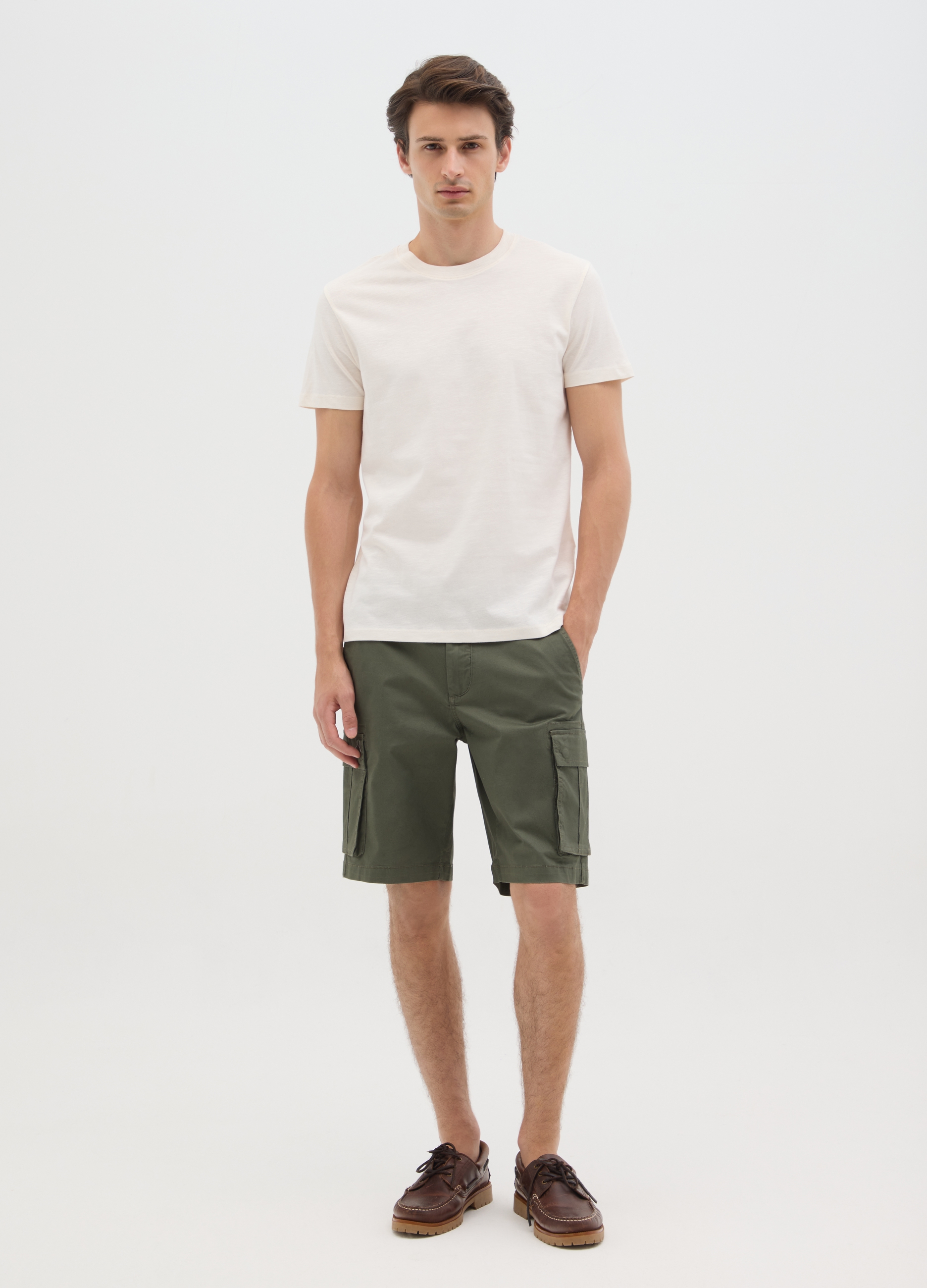 OVS , Bermuda Da Uomo In Cotone Elasticizzato Verde Regular Fit, Verde, Taglia: 44