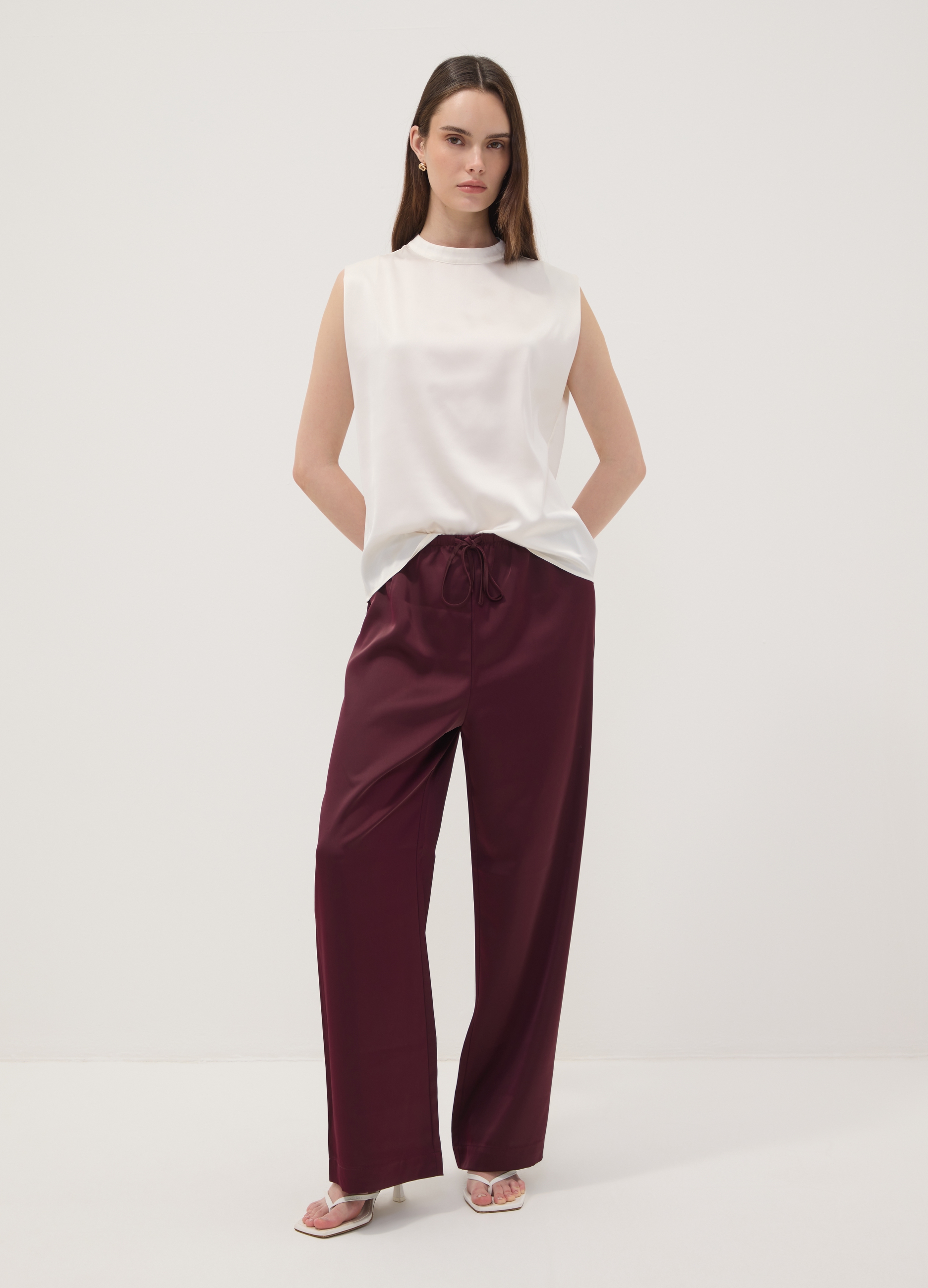 OVS, Pantaloni Rossi Wide Leg Con Vita Regular, Donna, Rosso, Taglia: XS