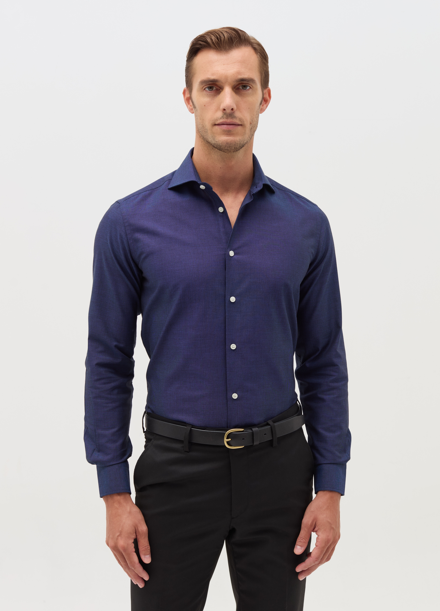 Camisa Slim Fit Planchado Fácil, Hombre, Azul océano, Talla: 43