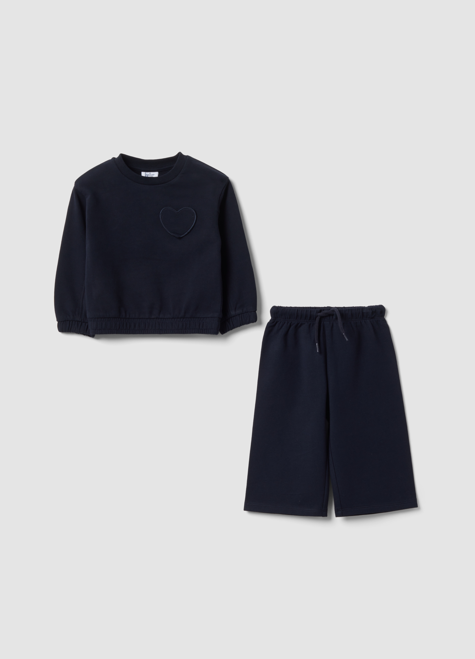FAGOTTINO, Completo Blu In Puro Cotone Con Felpa A Girocollo Per Bimba, Bambina, Blu, Taglia: 24-30
