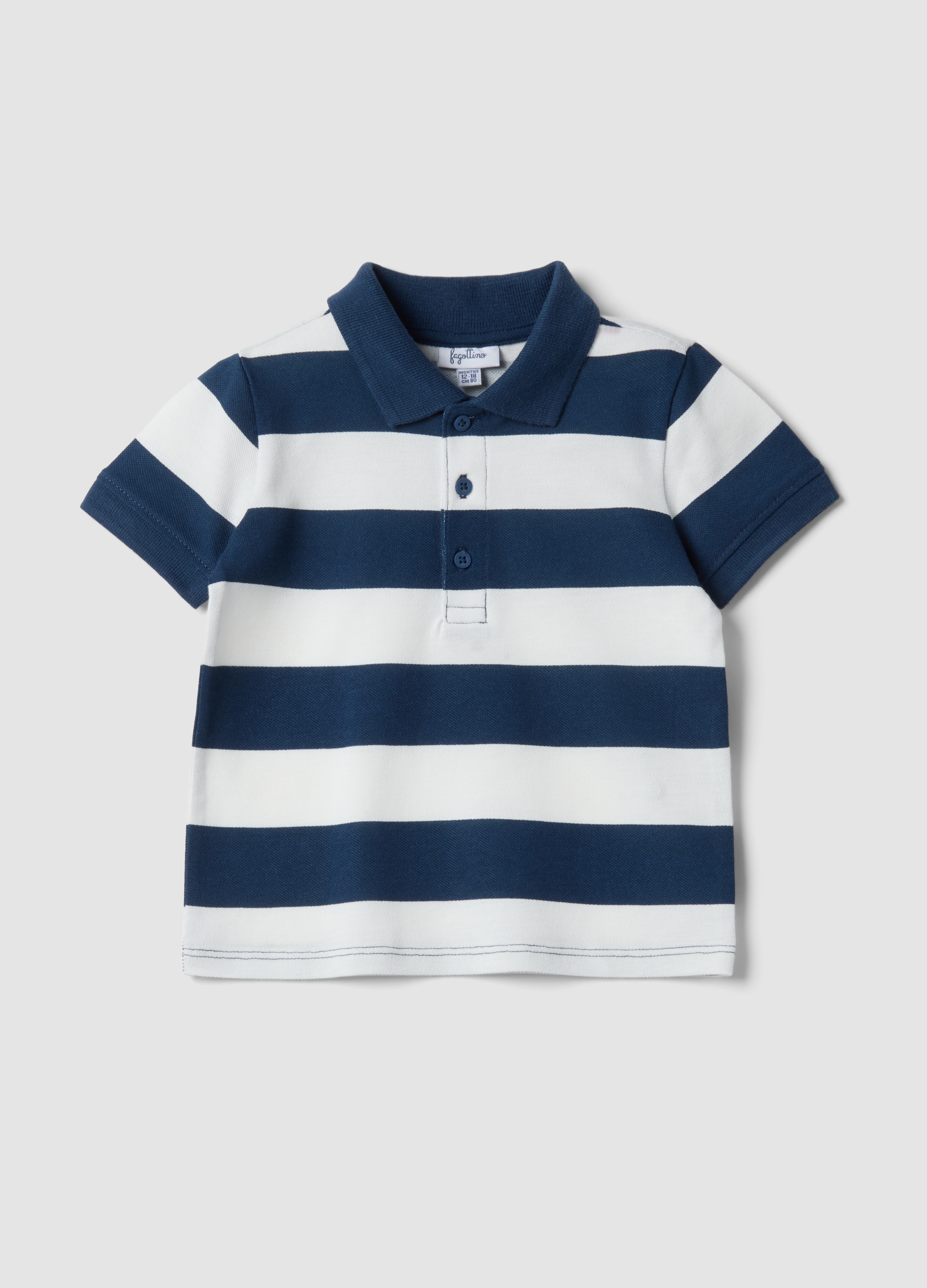 FAGOTTINO, Polo De Algodón Puro A Rayas Multicolor Para Niños, Ajuste Regular, Niño, Azul/Blanco, Talla: 12-18