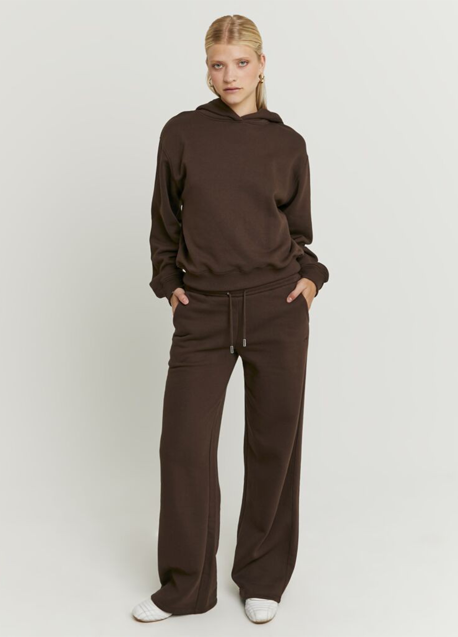 TALLY WEIJL, Pantaloni In Misto Cotone Marroni Regular Fit, Donna, Marrone, Taglia: 38