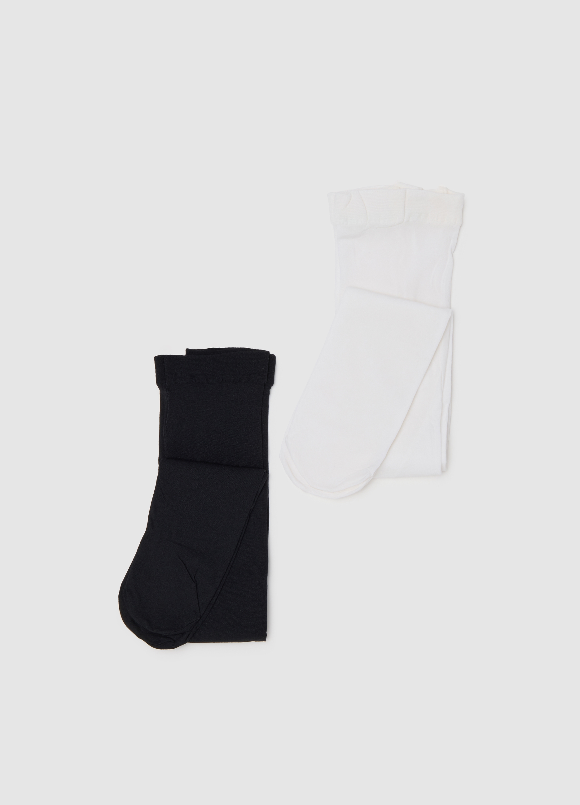 Pantimedias Negras Para Niñas, Niña, Blanco/negro, Talla: 8-10