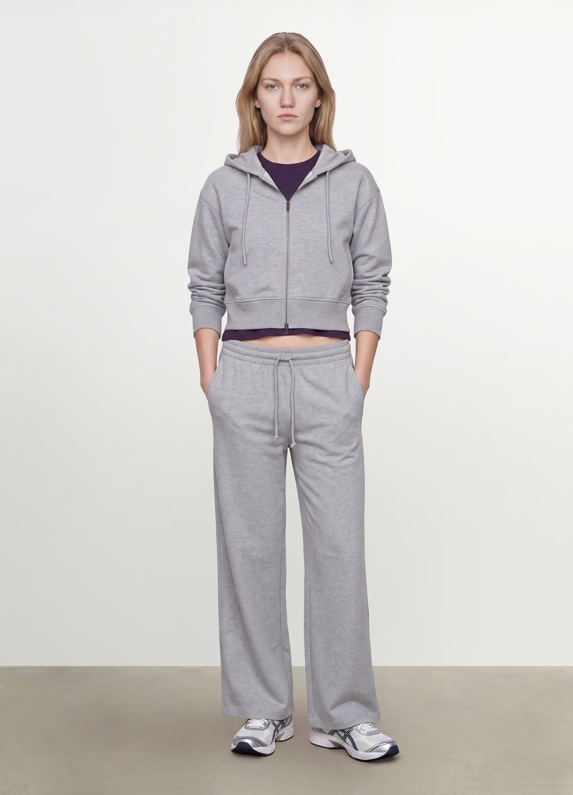 OVS, Felpa Full Zip Grigia In Misto Cotone Con Cappuccio Fitted, Donna, Grigio, Taglia: S