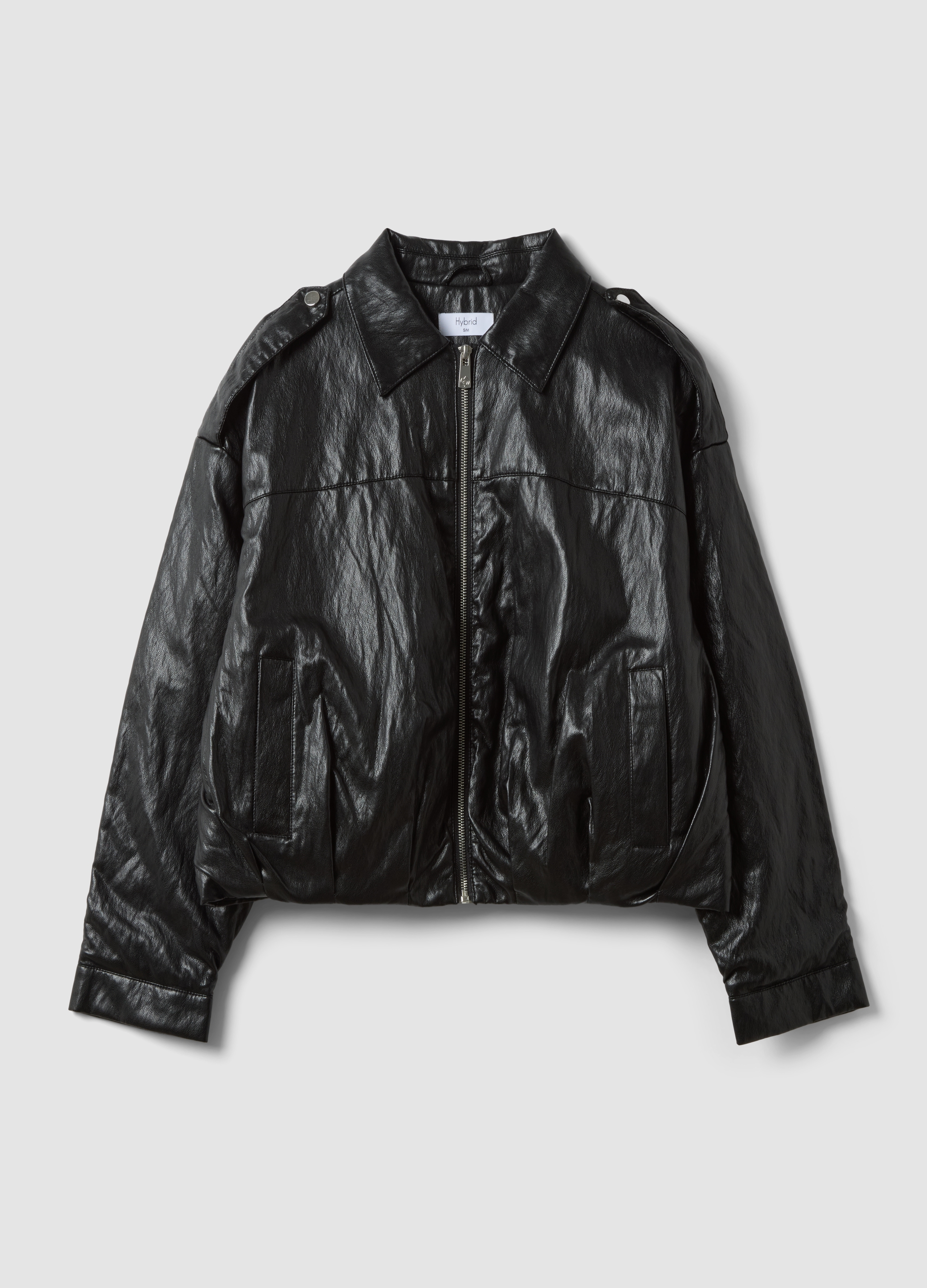 HYBRID, Giacca Nera In Misto Cotone Con Zip Regular Fit, Donna, Nero, Taglia: L/XL