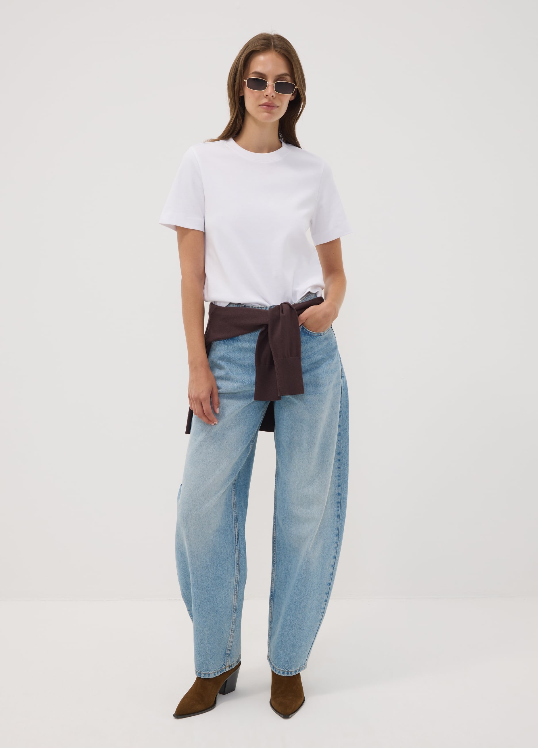 REPUBLIC OF DENIM, Jeans Lavaggio Chiaro Denim In Puro Cotone Barrel Fit, Donna, Denim, Taglia: 42