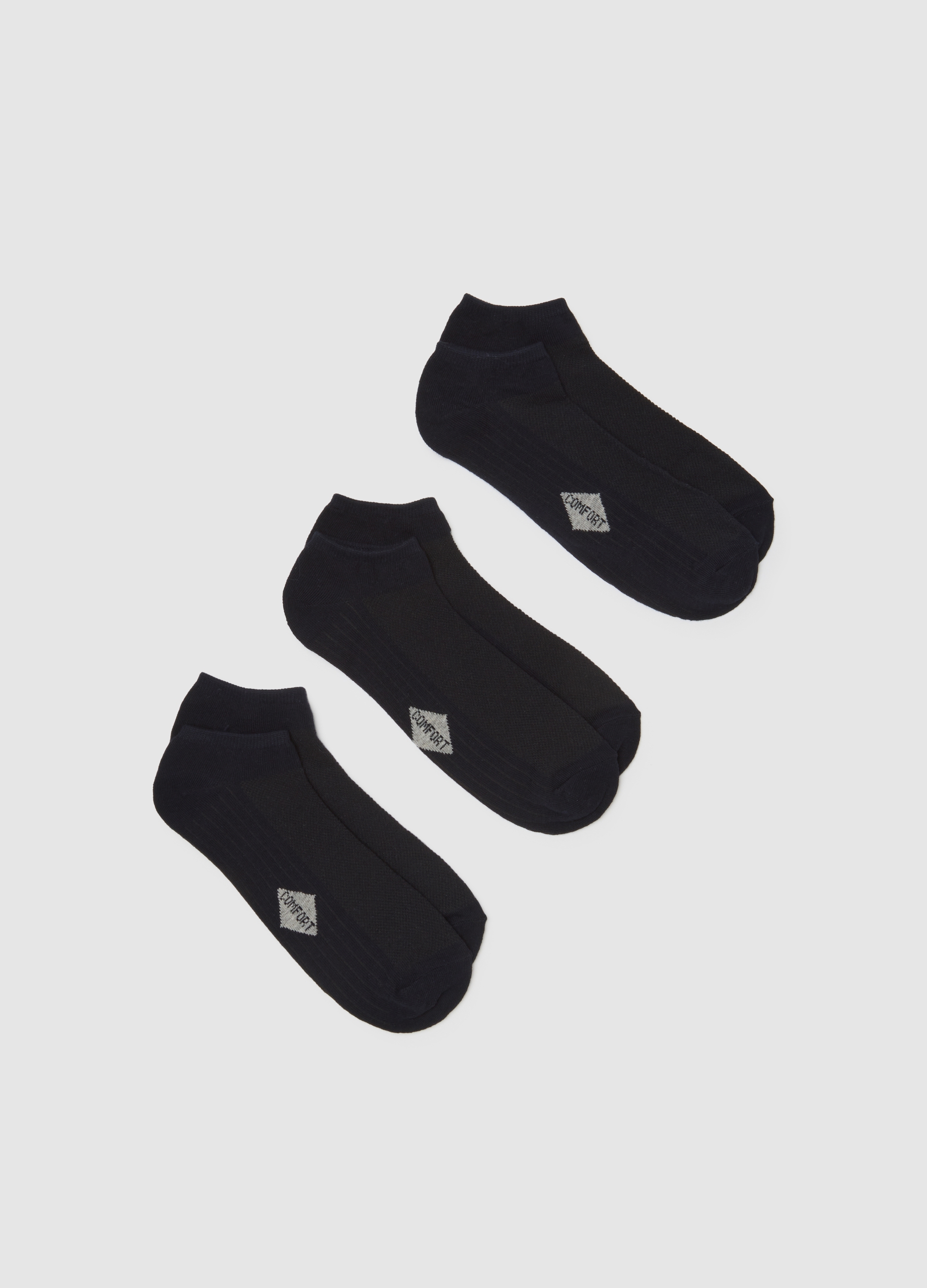 OVS, Tripack Di Calze Corte Comfort Blu In Cotone Elasticizzato, Uomo, Blu, Taglia: 43-46