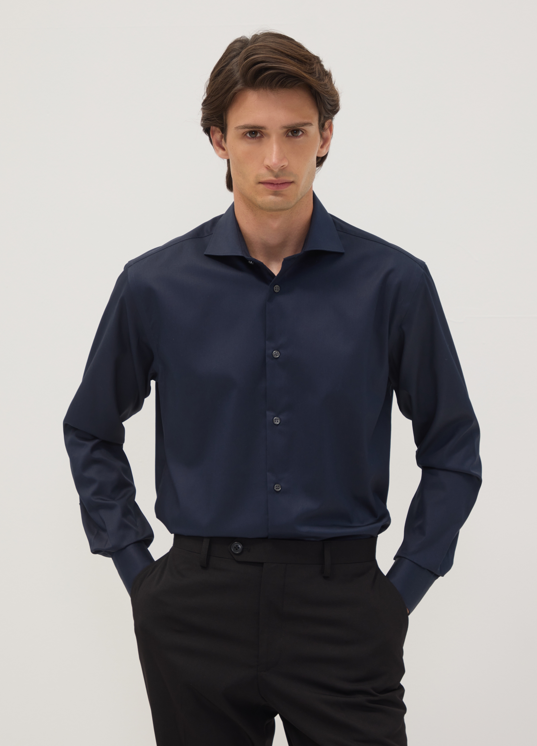 OVS, Camicia Blu In Puro Cotone Con Colletto Classico Regular Fit No Iron, Uomo, Blu, Taglia: 45