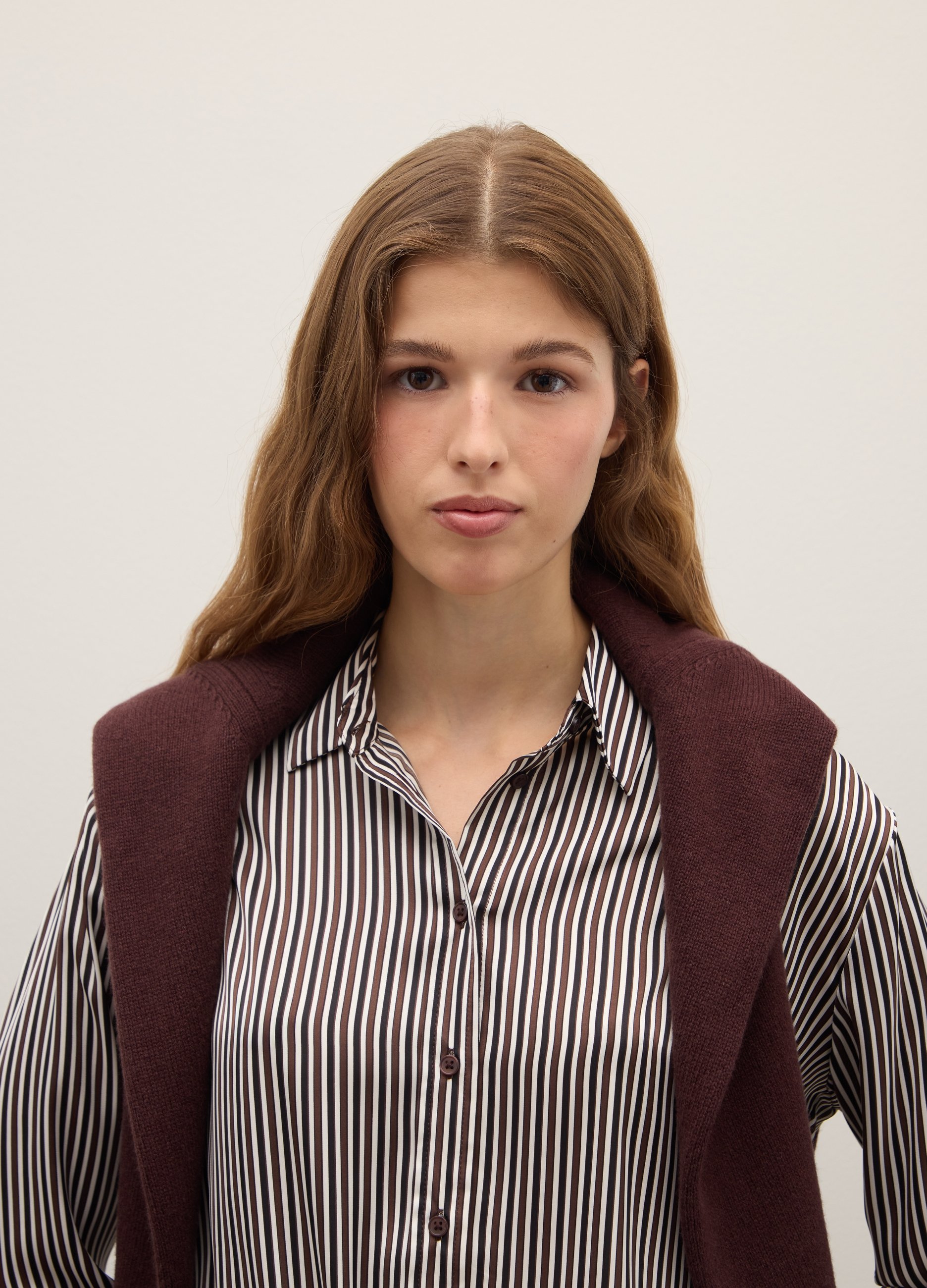 Piombo Contemporary, Camicia A Righe Bianche E Marroni Regular Fit, Donna, Multicolor, Taglia: S