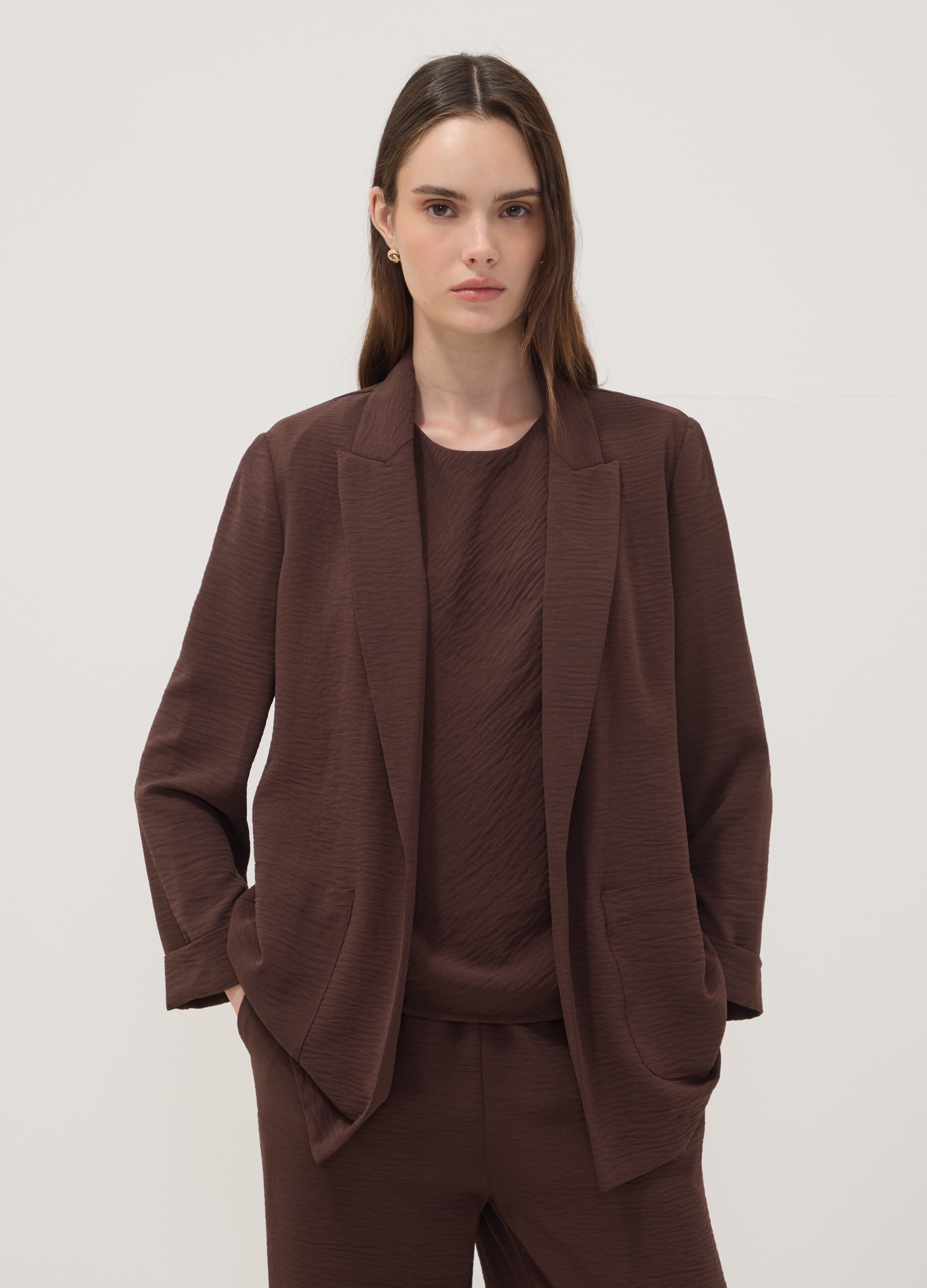 OVS, Blazer Marrone Regular Fit Con Rever Classico, Donna, Marrone, Taglia: S