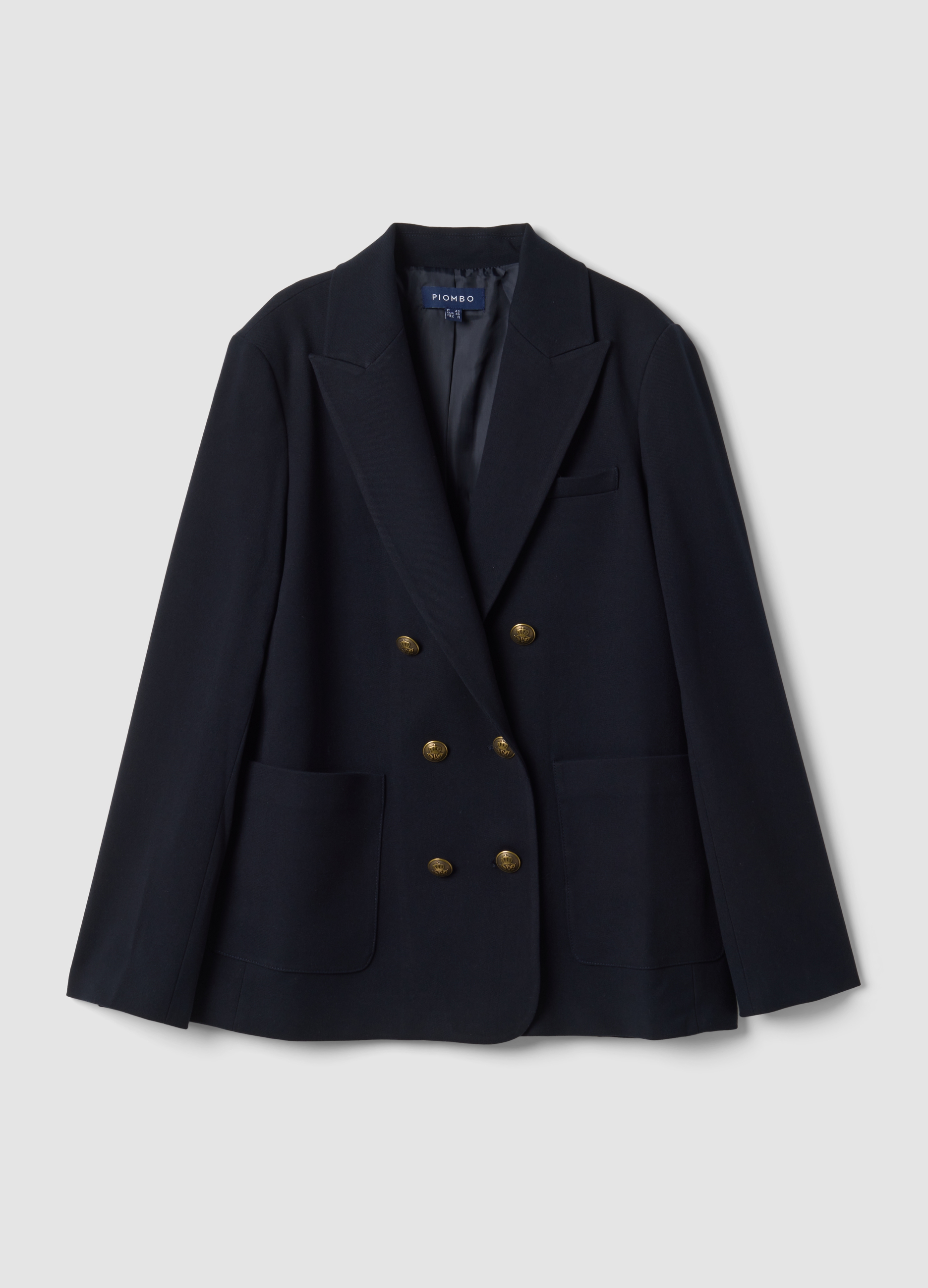 Piombo Contemporary, Blazer Doppiopetto Blu In Viscosa Elasticizzata Regular Fit, Donna, Blu, Taglia: 40