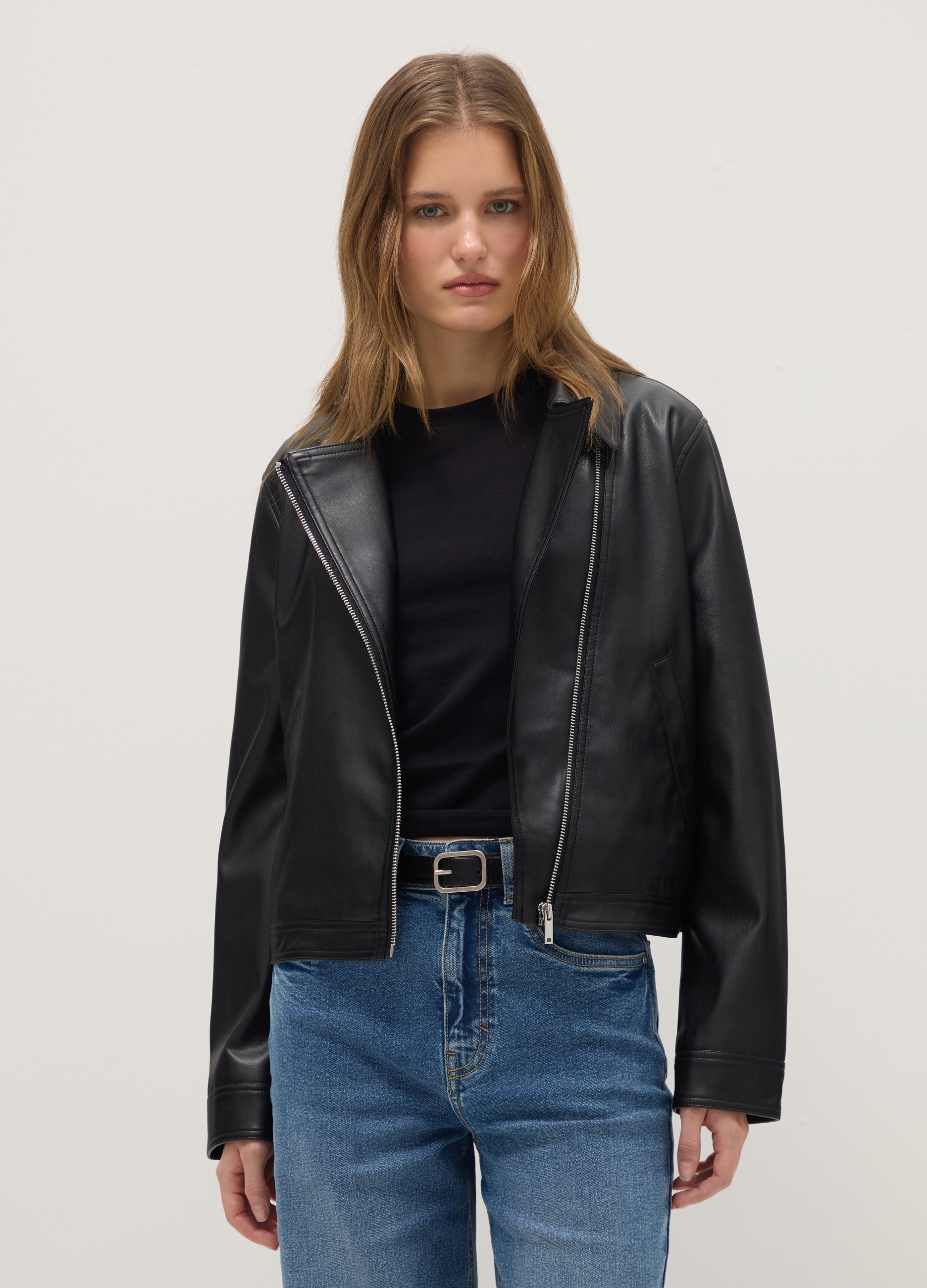 Chaqueta Negra Regular Fit Con Cremallera Completa, Mujer, Gunmetal, Talla: XXL