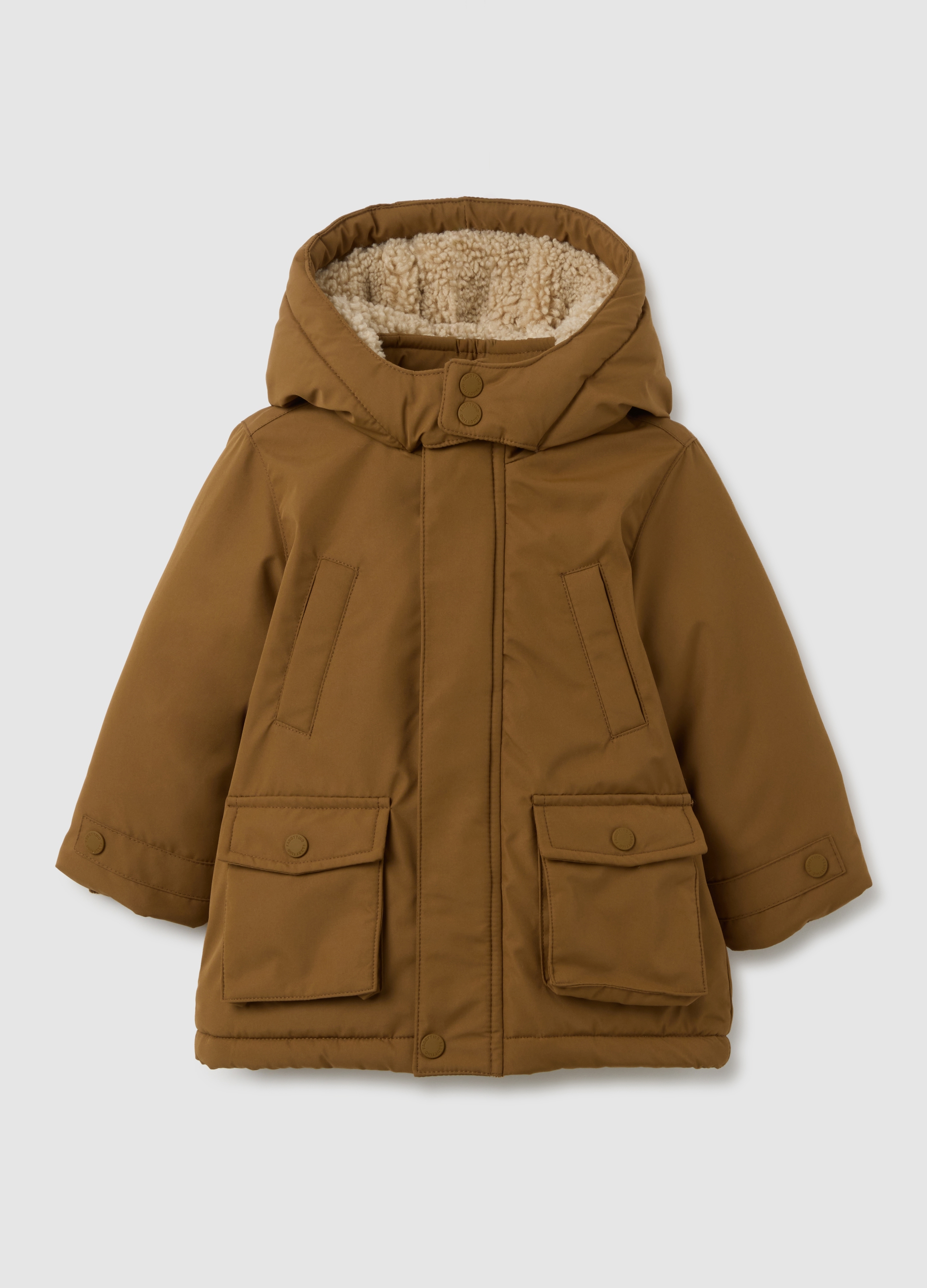 OVS, Parka Marrón Con Forro De Pelo Sintético, Niño, Marrón, Talla: 12-18