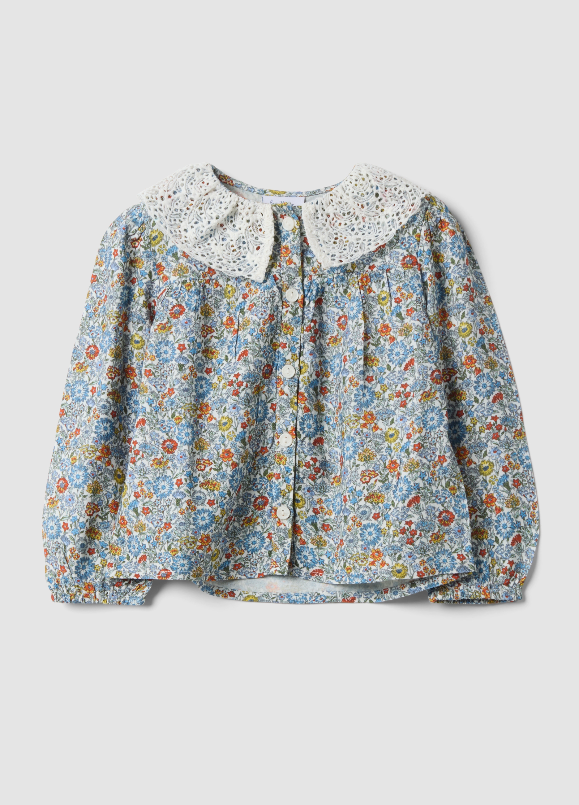FAGOTTINO, Camicia Multicolor In Pura Viscosa Con Colletto Ricamato, Bambina, Multicolor, Taglia: 24-30