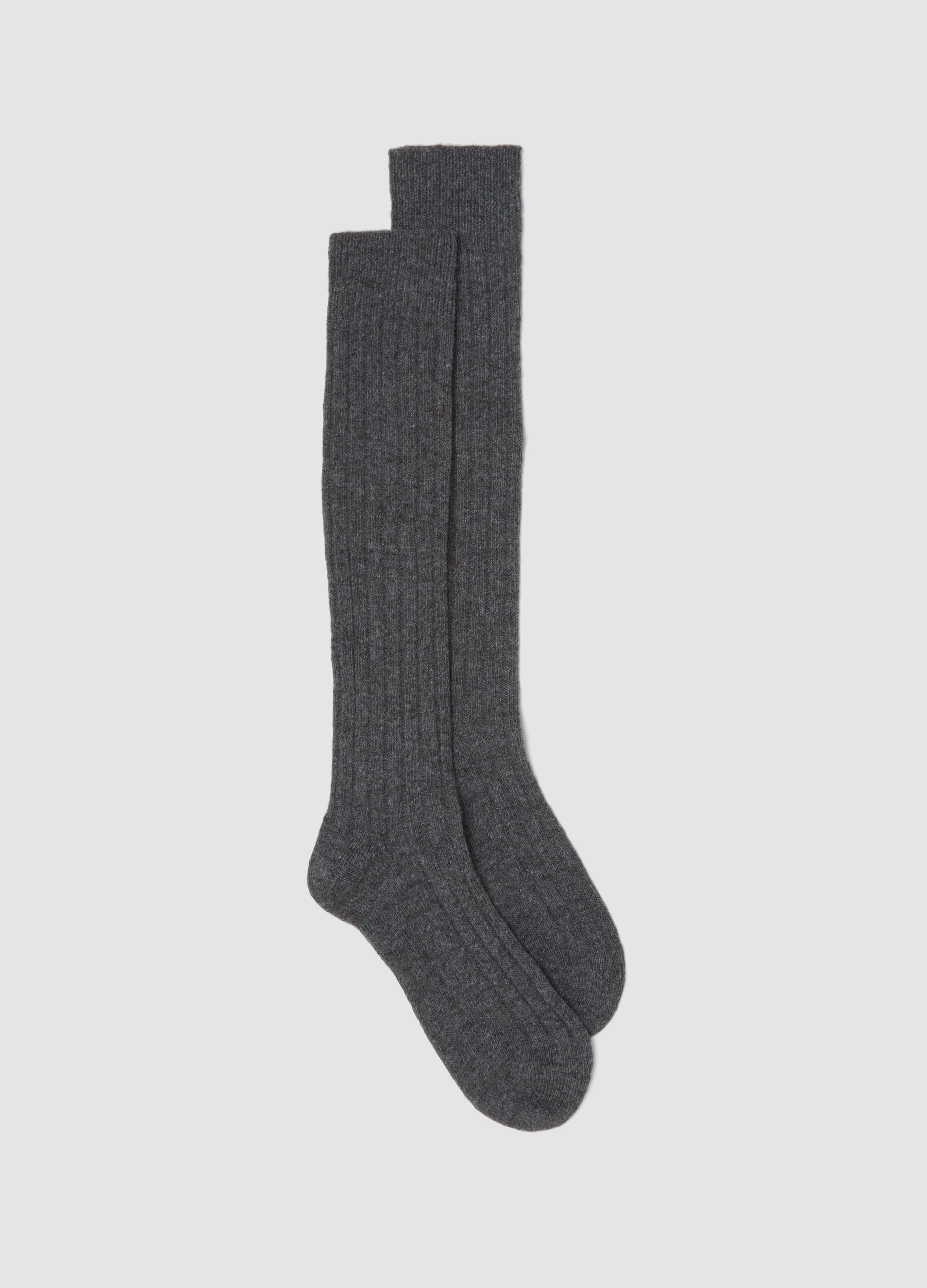 LES COPAINS, Calze Grigie Lunghe In Lana, Viscosa E Cashmere Elasticizzato, Donna, Grigio, Taglia: ONE SIZE