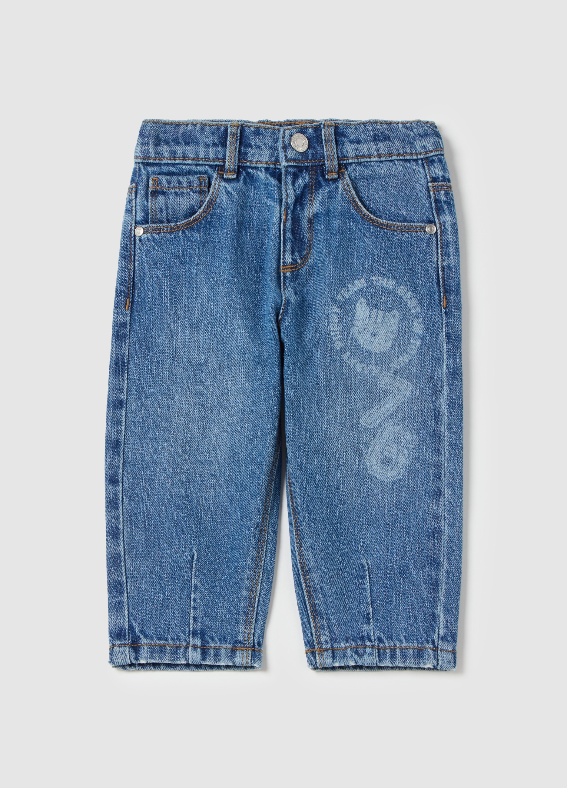 FAGOTTINO, Vaqueros Cinco Bolsillos Con Estampado Tigre, Niño, Lavado medio, Talla: 30-36