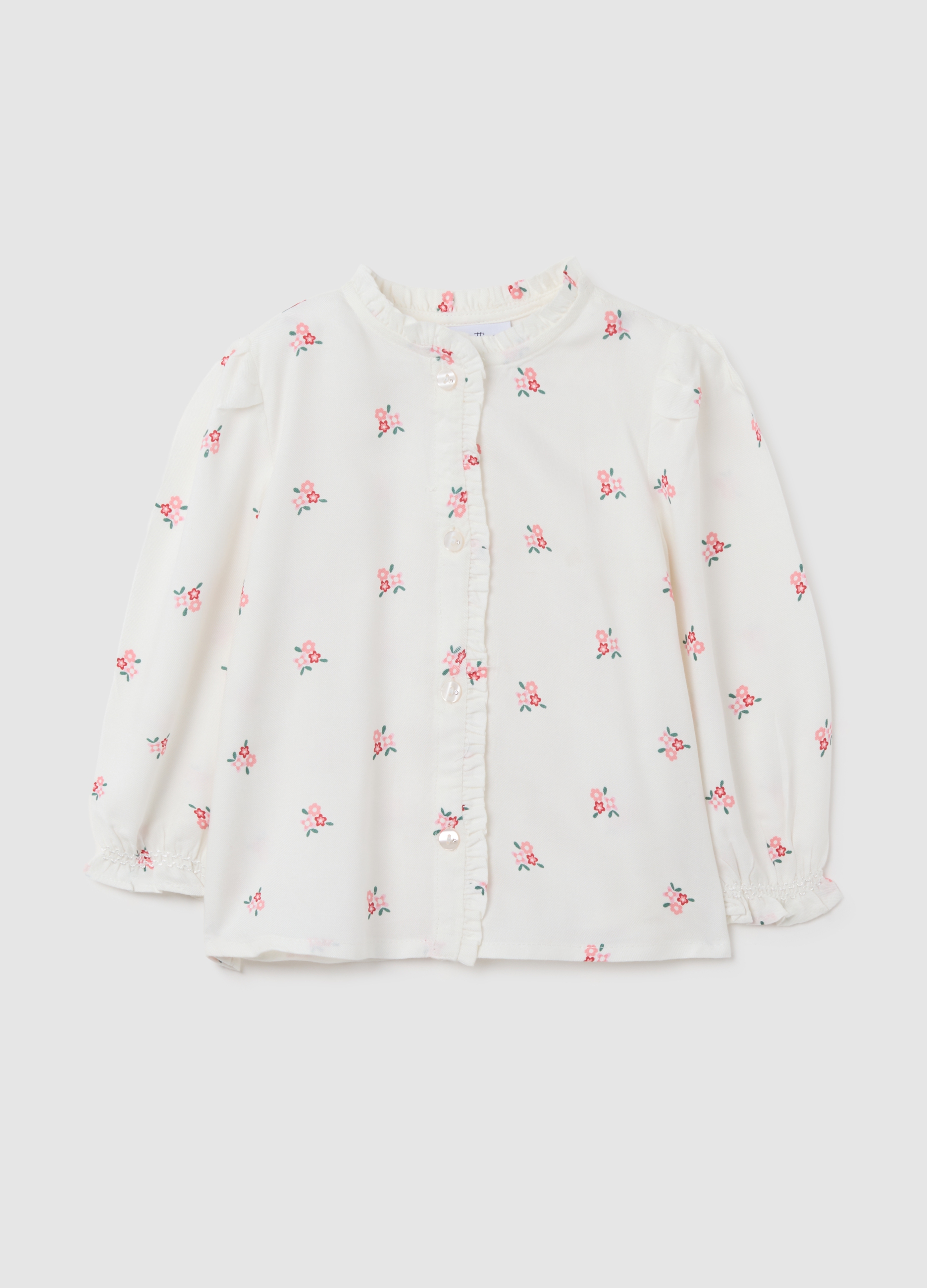 FAGOTTINO, Camicia Da Neonata In Puro Viscosa Bianca Regular Fit Con Rouches, Bambina, Bianco, Taglia: 30-36