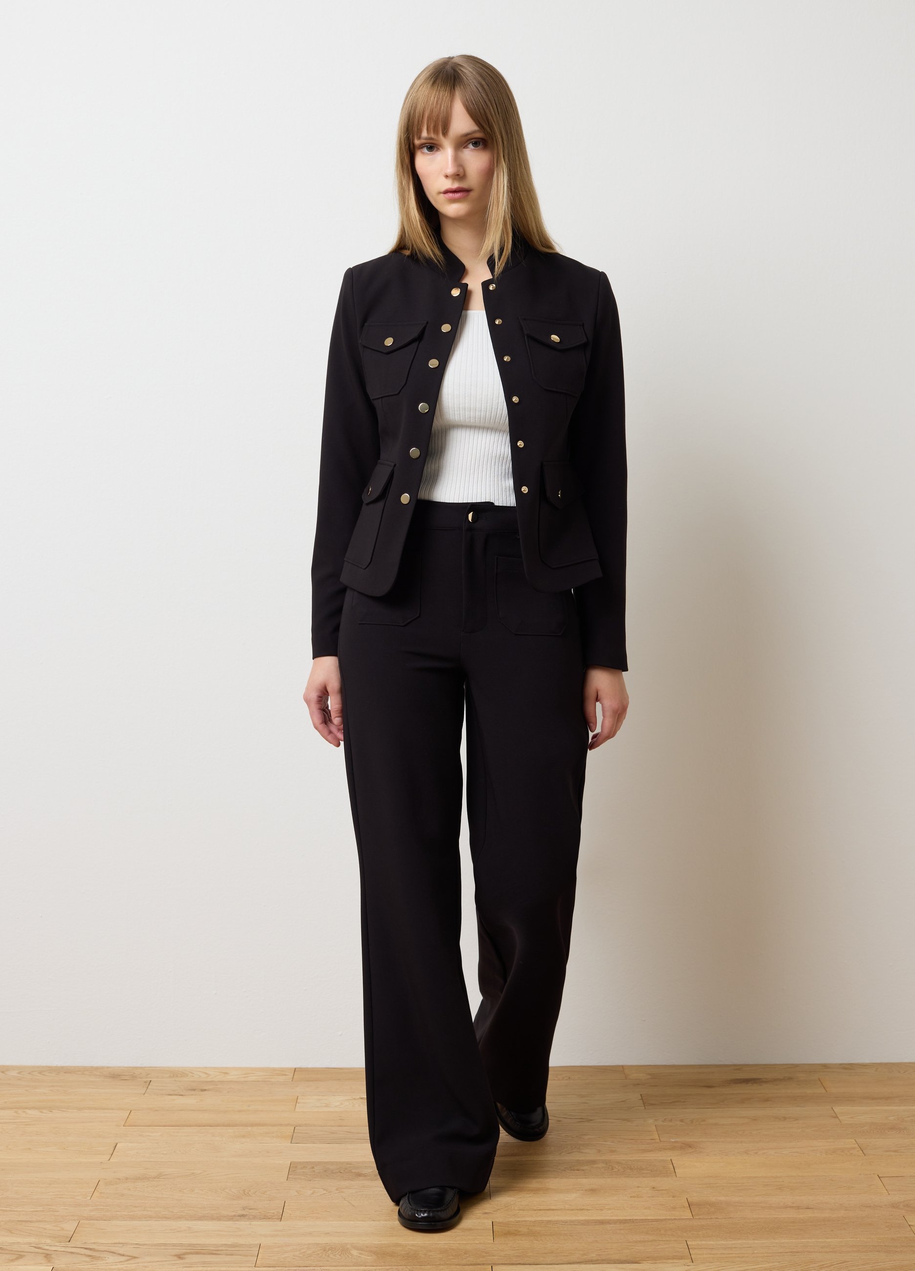 OVS, Pantalones Negros De Pierna Ancha, Mujer, Gunmetal, Talla: 44