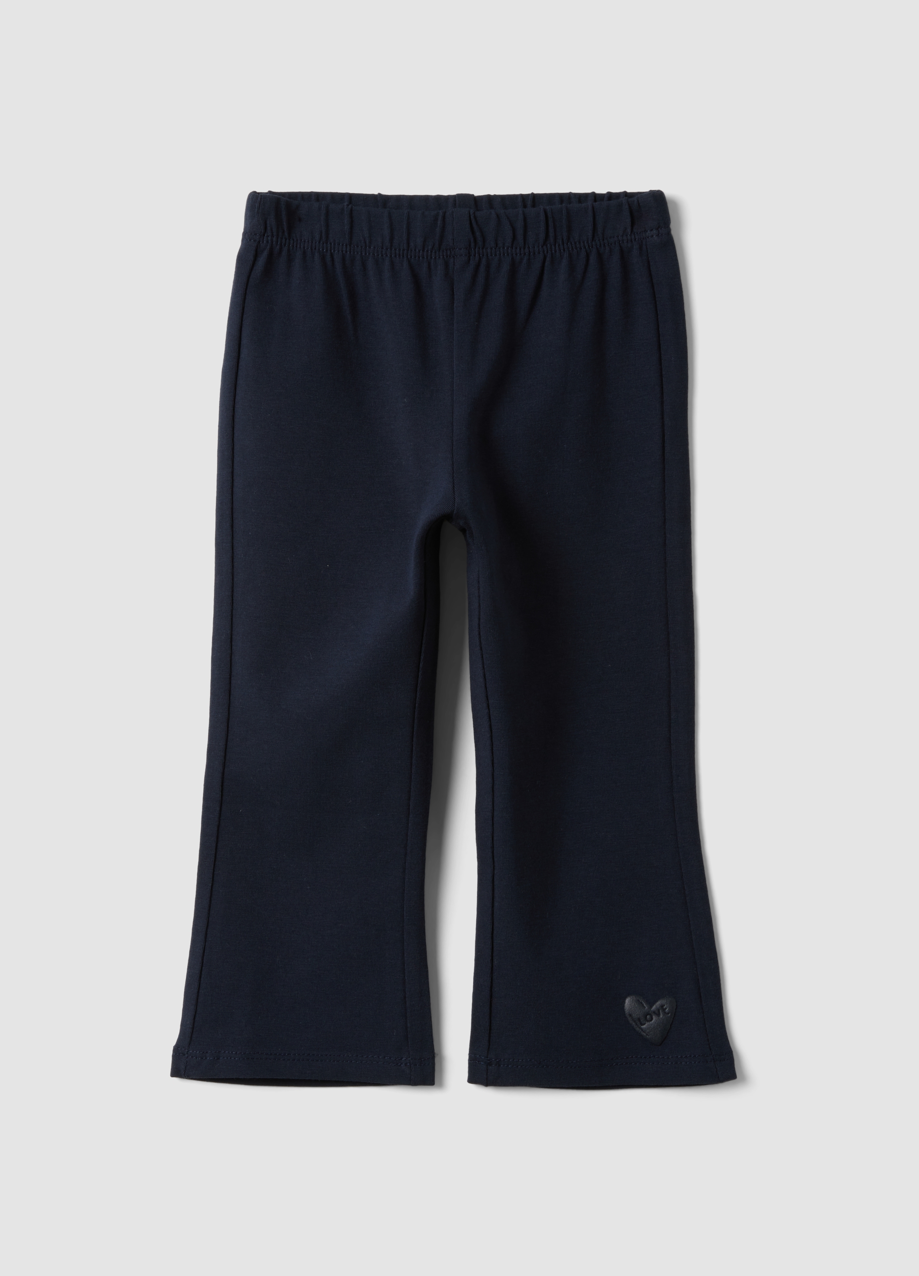 FAGOTTINO, Leggings Blu Flare In Cotone Organico Elasticizzato Con Cuore Per Bimba, Bambina, Blu, Taglia: 12-18