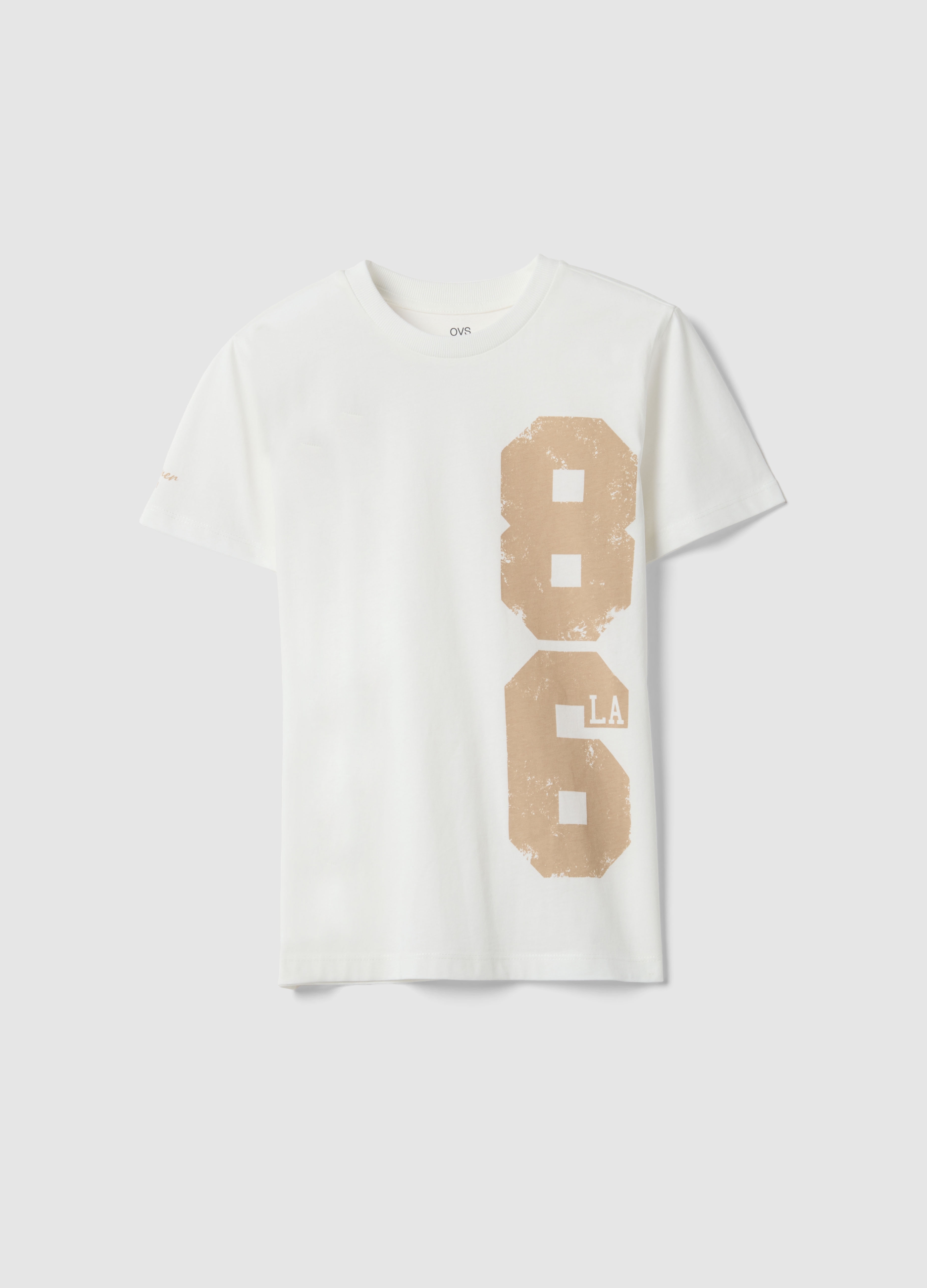 OVS KIDS, Camiseta Blanca De Niño De Algodón Puro Corte Regular Con Estampado, Niño, Blanco óptico, Talla: 14-15