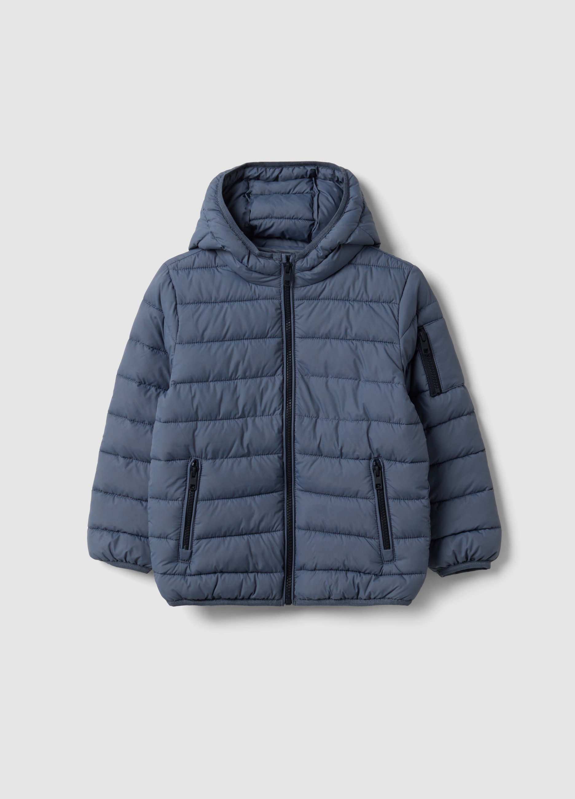 OVS KIDS, Giubbotto Utralight Grigio Imbottito Con Cappuccio E Zip Per Bambino, Grigio, Taglia: 9-10