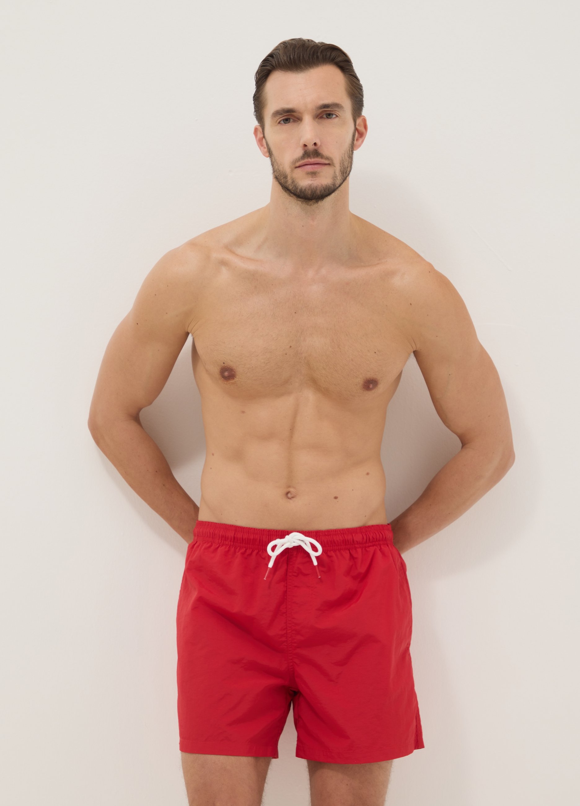 Bañador Tipo Bóxer Rojo Con Cintura Elástica, Hombre, Rojo, Talla: XL