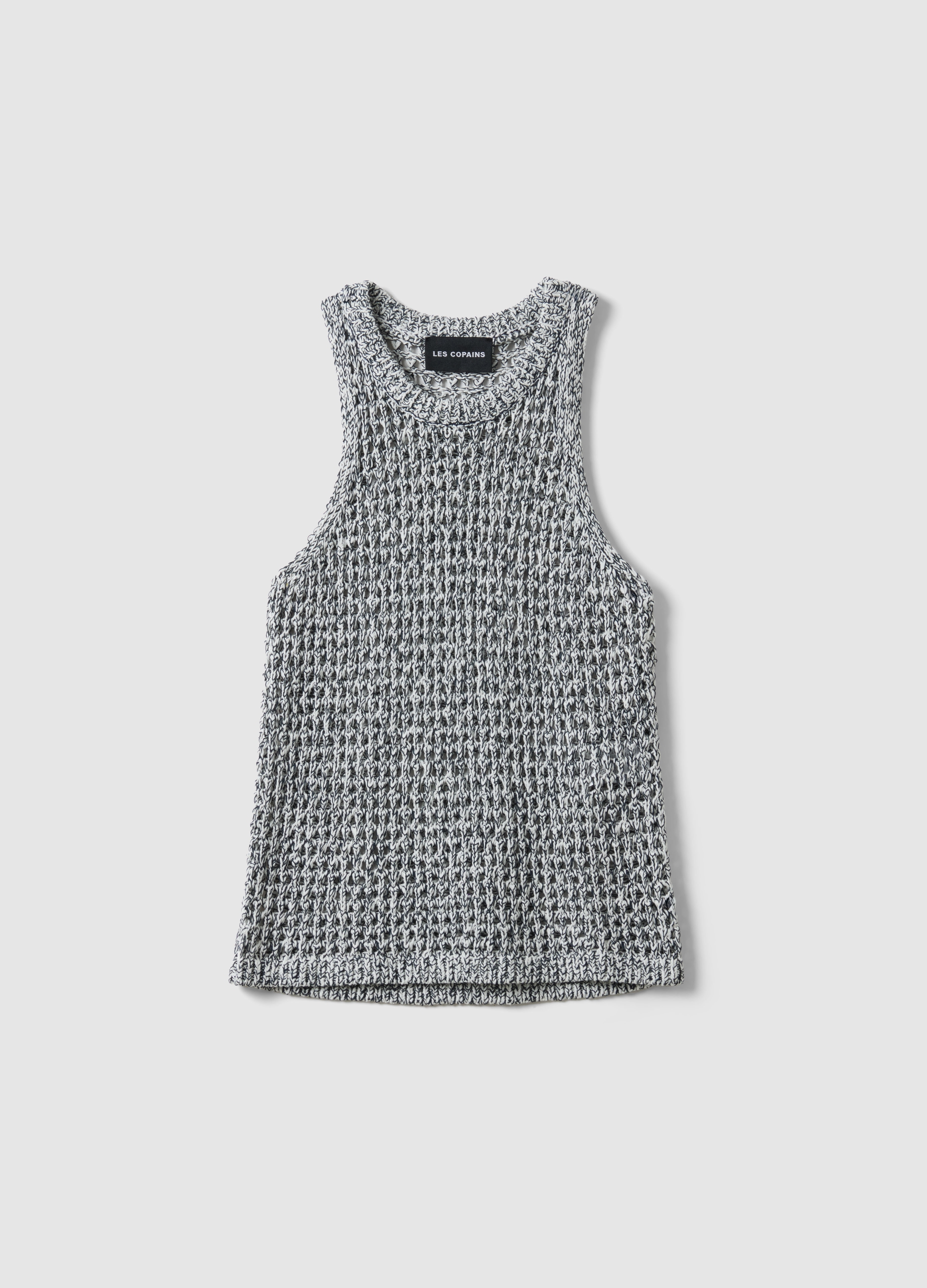 LES COPAINS, Camiseta De Tirantes Multicolor Mezcla De Algodón Regular Fit Con Diseño Tejido, Mujer, Blanco/gris, Talla: 38