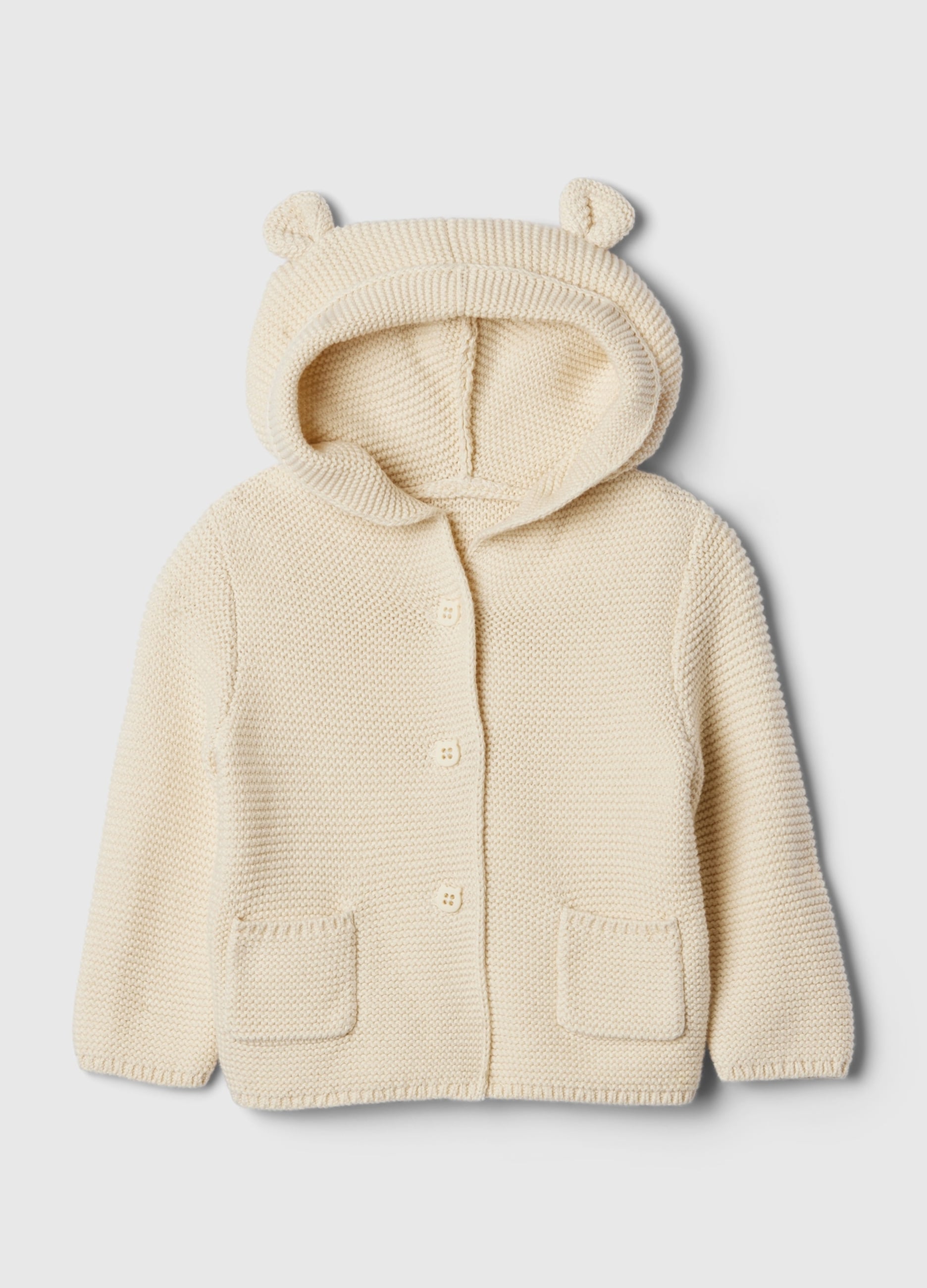 GAP KIDS, Cardigan Bianco Con Cappuccio In Puro Cotone, Unisex, Bianco, Taglia: 18-24M/79-84