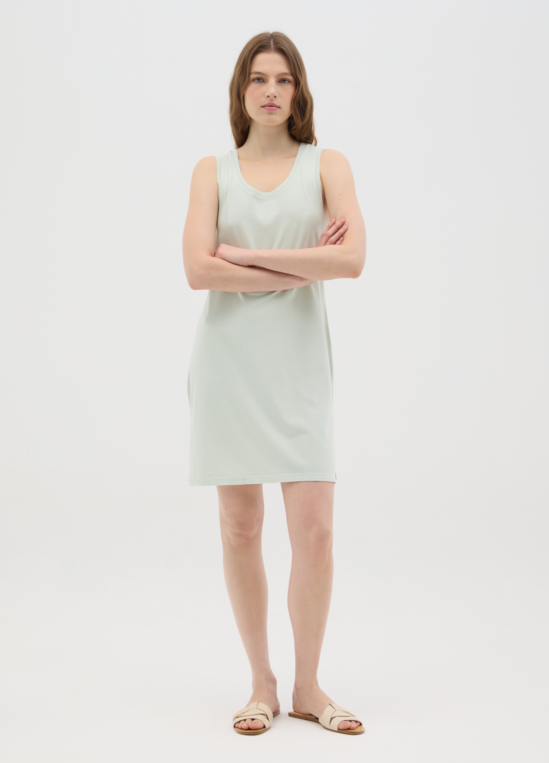 OVS , Abito Verde Da Donna In Puro Cotone Italiano, Verde, Taglia: S