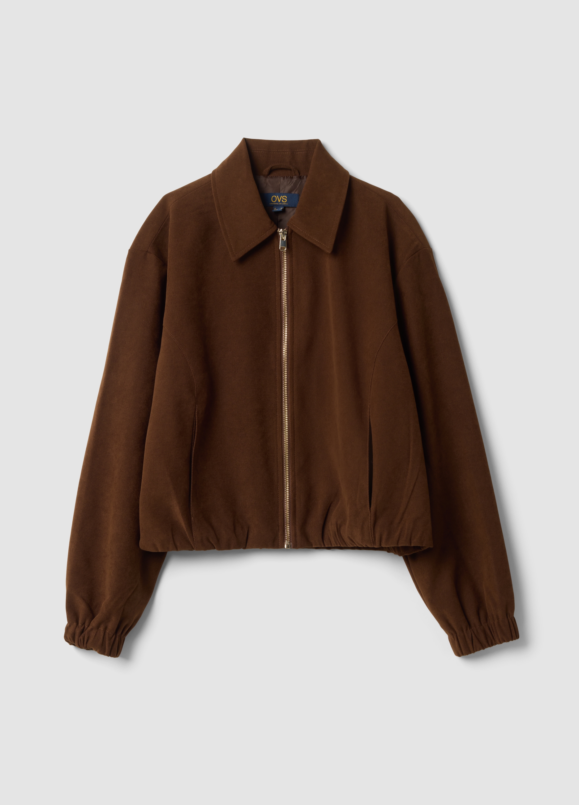OVS, Blazer Marrone In Tessuto Elasticizzato Con Zip Over Fit, Donna, Marrone, Taglia: XL