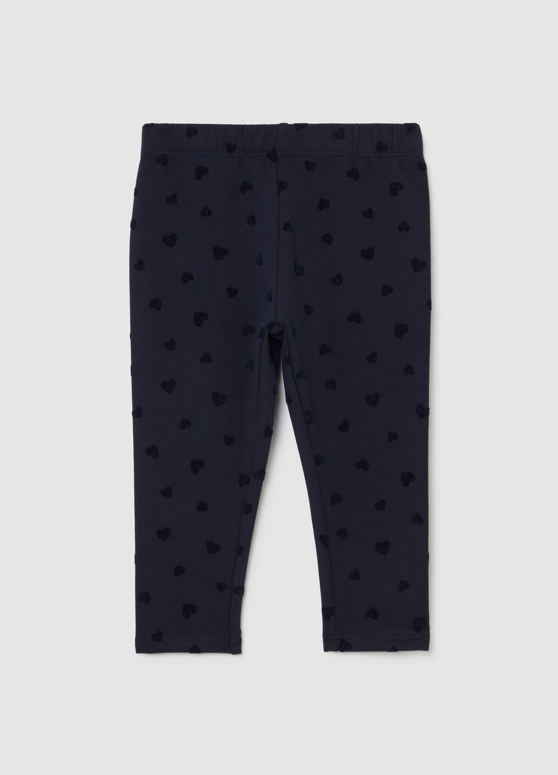 FAGOTTINO, Leggings Azul De Algodón Elástico Para Niña Con Estampados De Corazones, Niña, Azul oscuro, Talla: 9-12