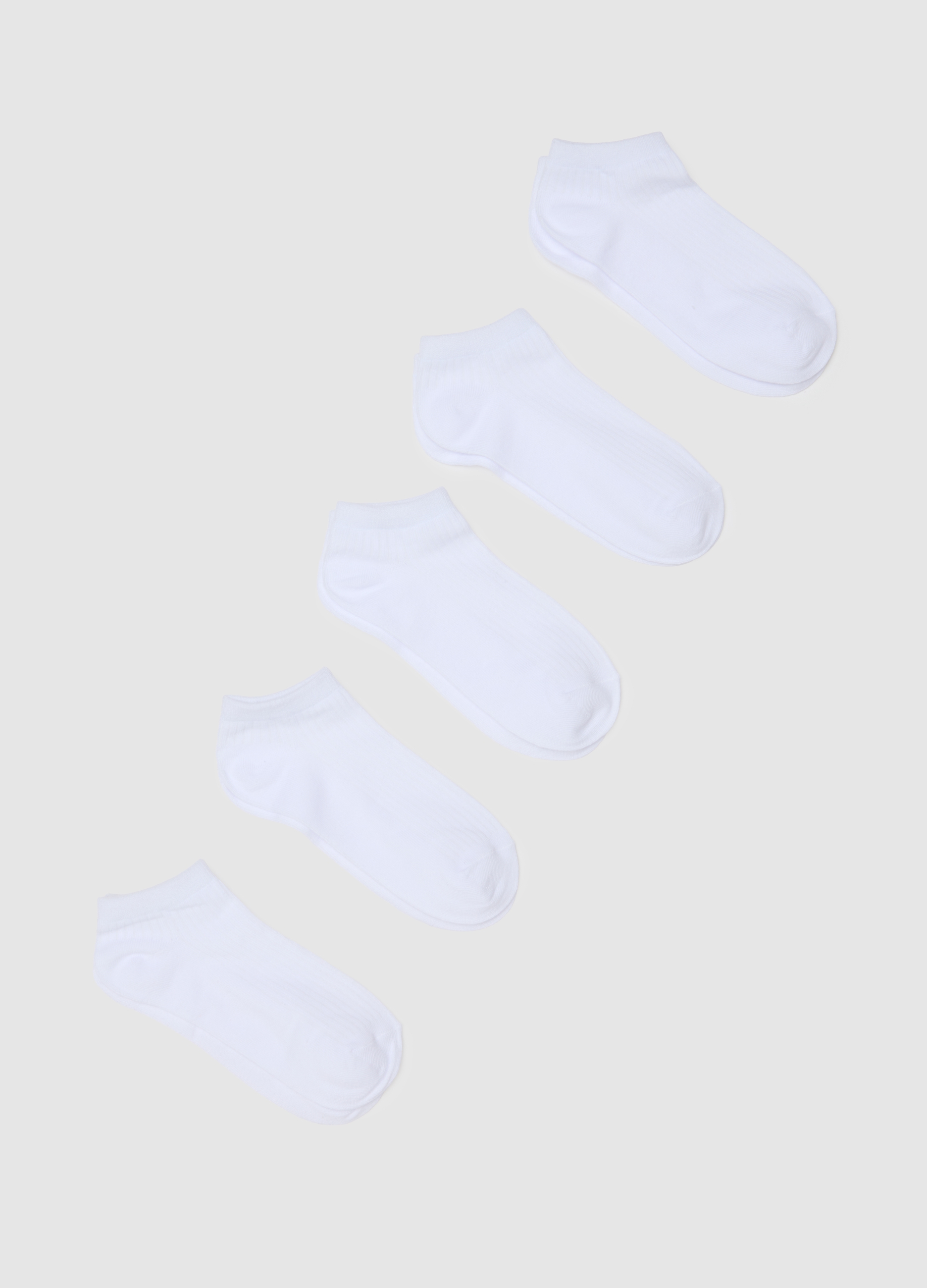 OVS, Multipack Di Cinque Calzini Bianchi In Cotone Elasticizzati, Donna, Bianco, Taglia: 39-41