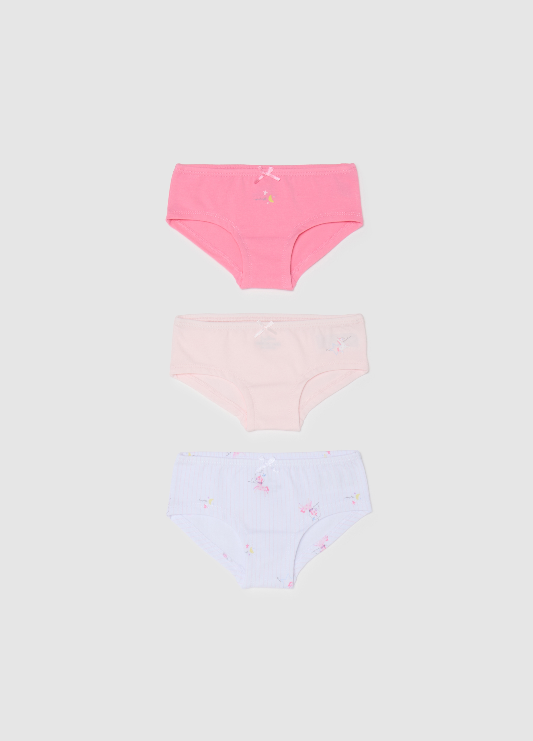 FAGOTTINO, Tripack Di Slip Da Neonata In Cotone Multicolor Elasticizzato, Bambina, Multicolor, Taglia: 12-18