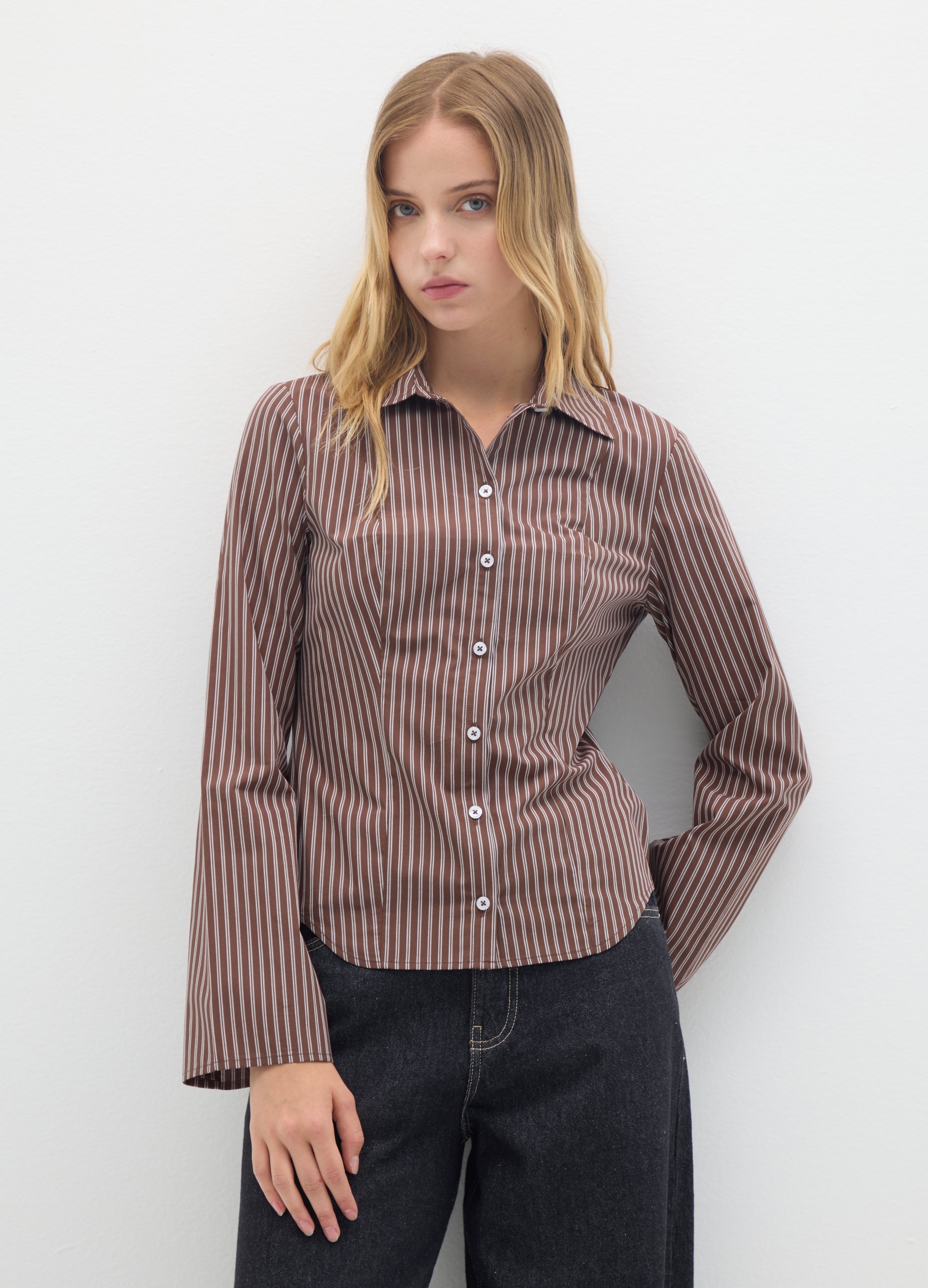 B.ANGEL, Camicia In Puro Cotone Multicolor Slim Fit, Donna, Multicolor, Taglia: L