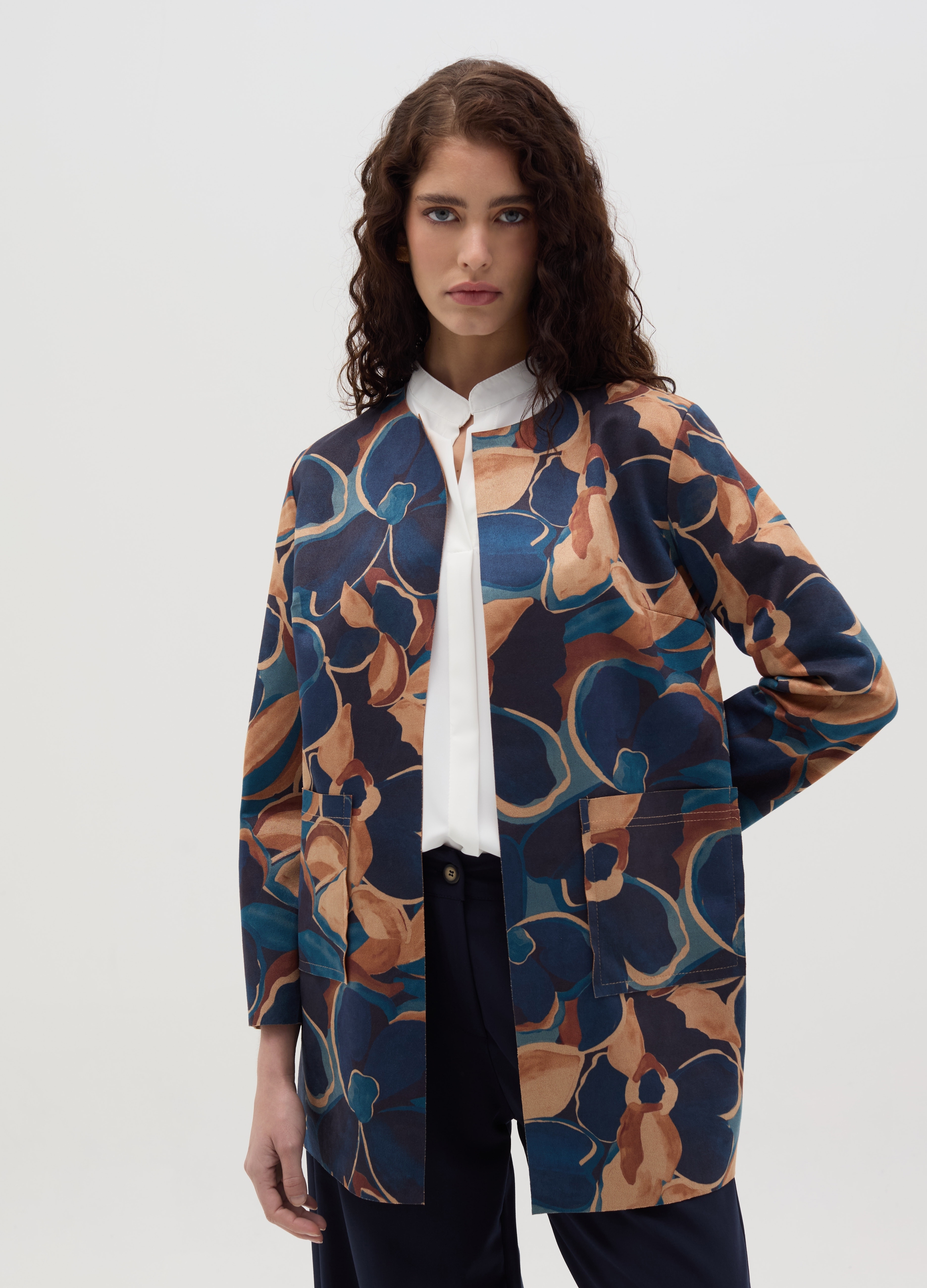 HYBRID, Giacca Aperta Stampata, Donna, Multicolor, Taglia: S/M