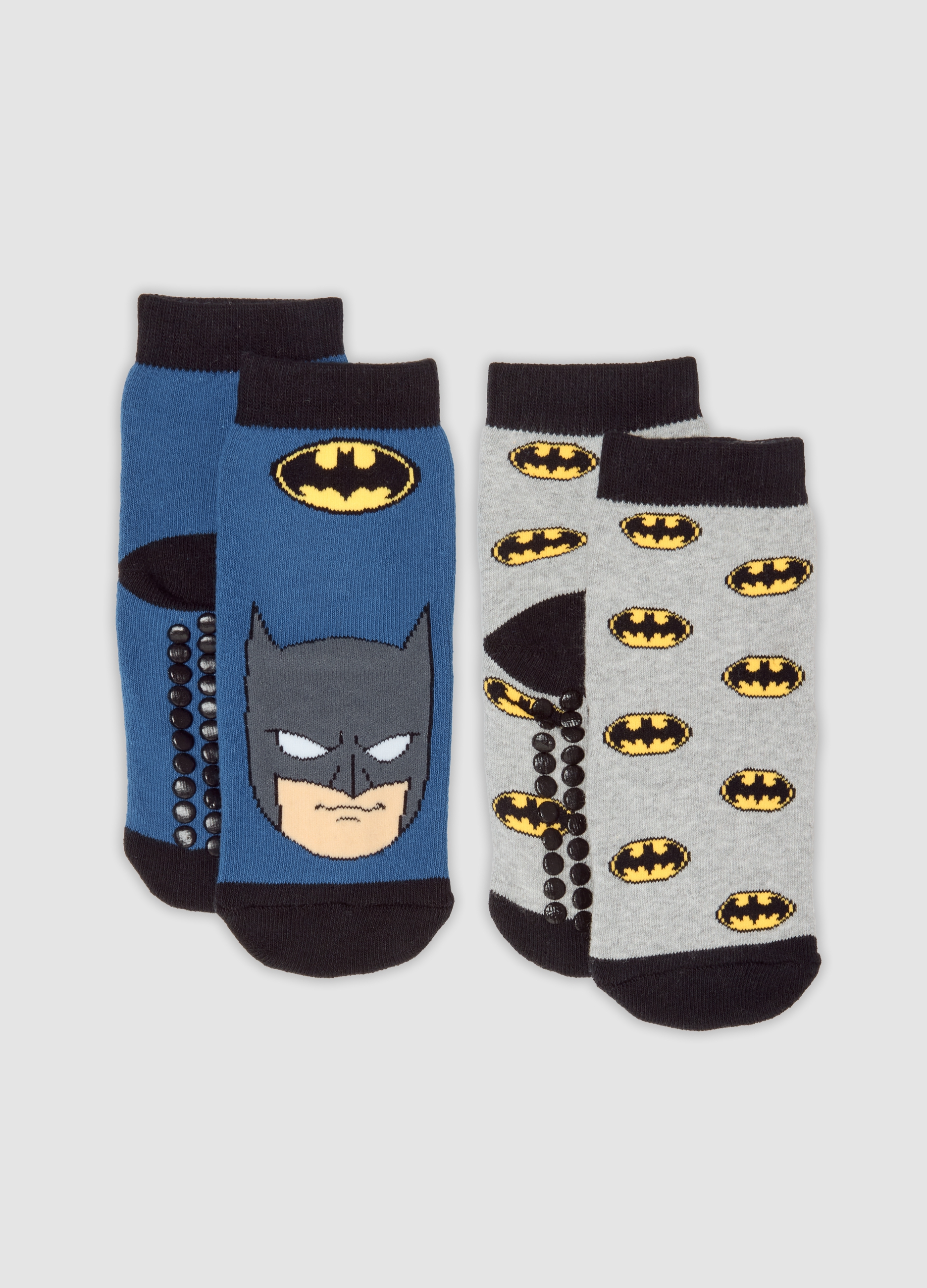 WARNER BROS, Bipack Calze Antiscivolo In Cotone Organico Elasticizzato Con Stampa Batman, Bambino, Multicolor, Taglia: 31/33