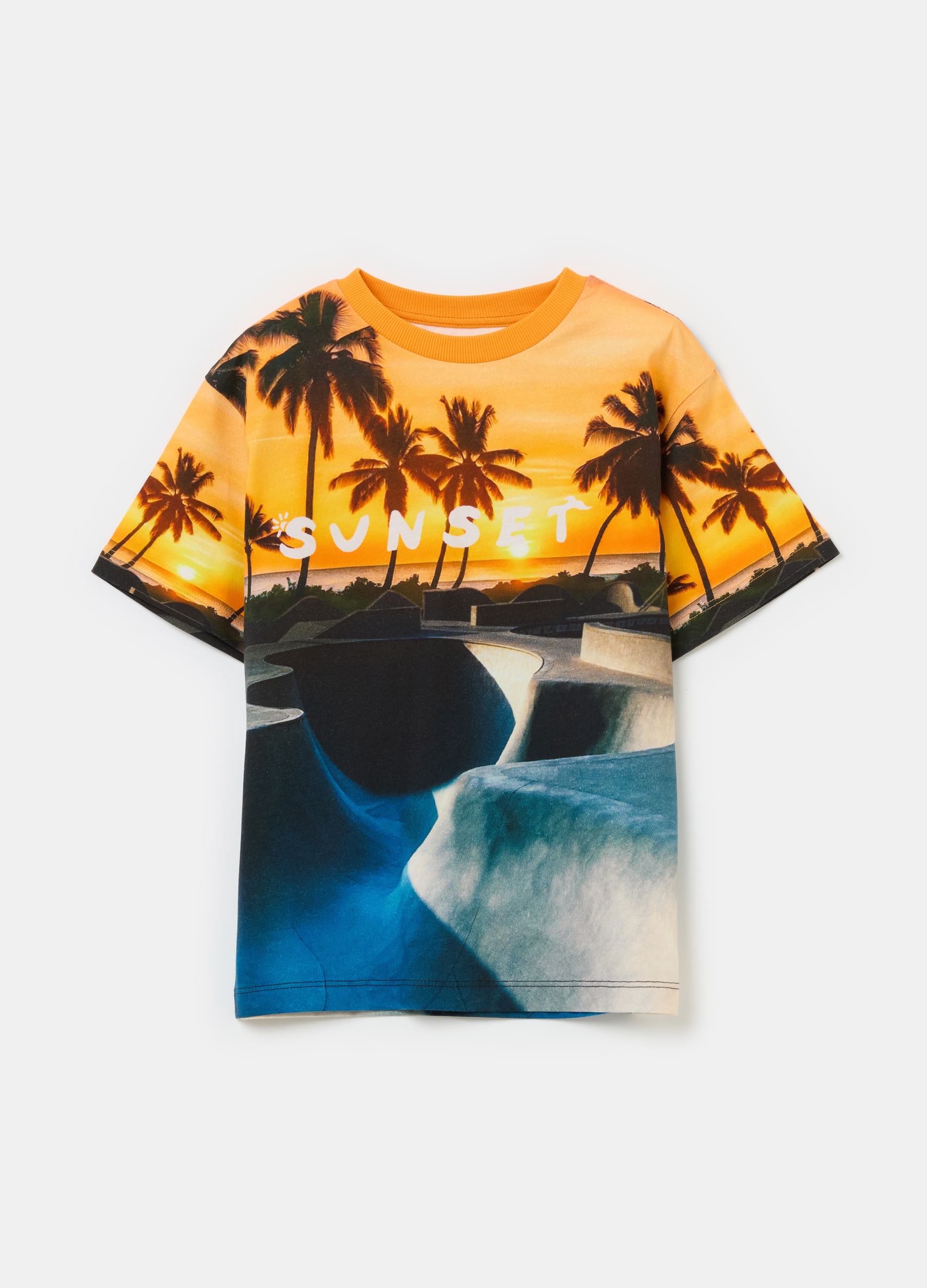 OVS, T-shirt Con Stampa Skateboard Park Malibu, Bambino, Multicolor, Taglia: 3-4